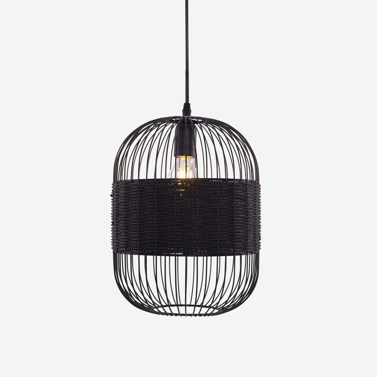 Lightsin Black Handcrafted Pendant Light Industrial Rattan Design for Home Décor Lightsin UK 