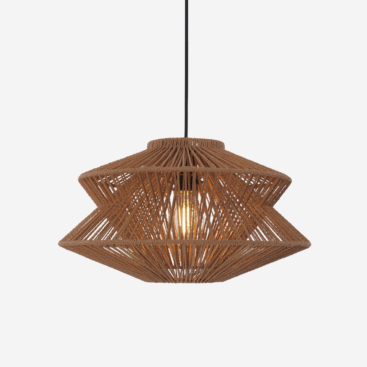 Lightsin Khaki Handwoven Paper Rope Pendant Light with Iron Frame Lightsin UK 