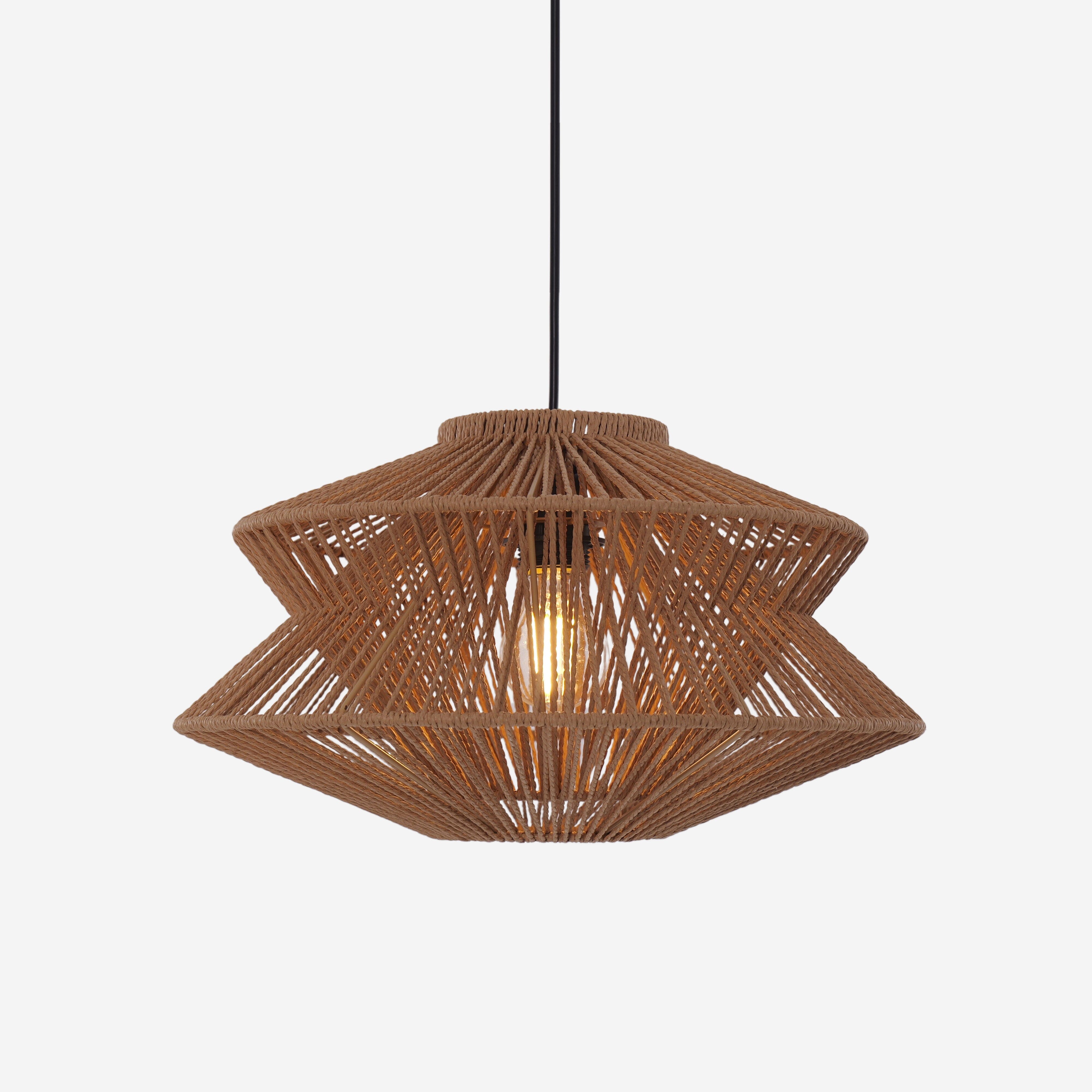 Lightsin Khaki Handwoven Paper Rope Pendant Light with Iron Frame Lightsin UK 