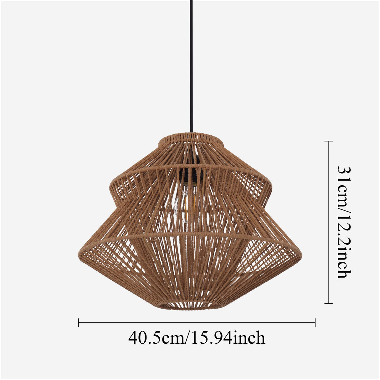 Lightsin Khaki Handwoven Paper Rope Pendant Light with Iron Frame Lightsin UK 