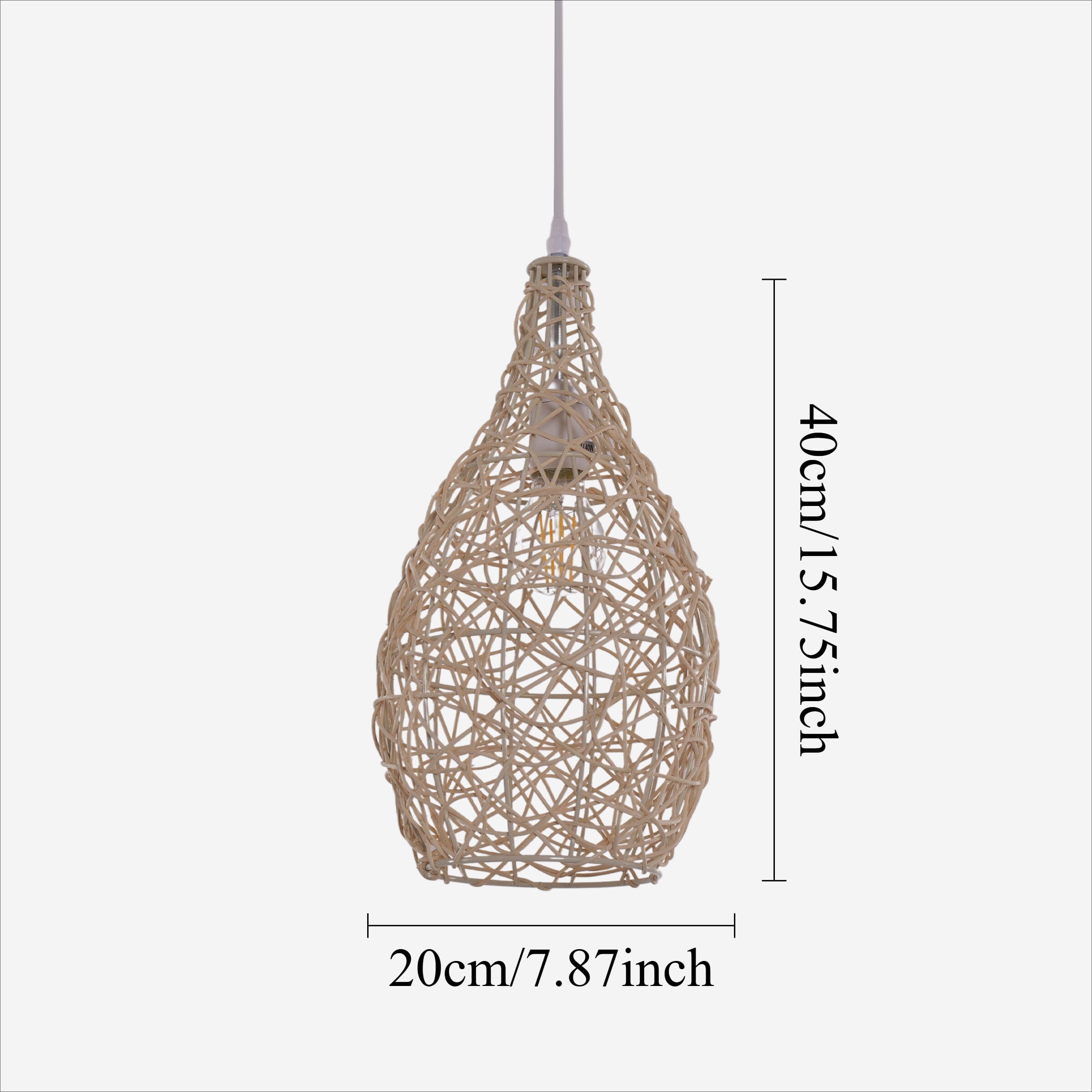 Lightsin Natural Rattan and Bamboo Pendant Light with Iron Frame Living and Home 