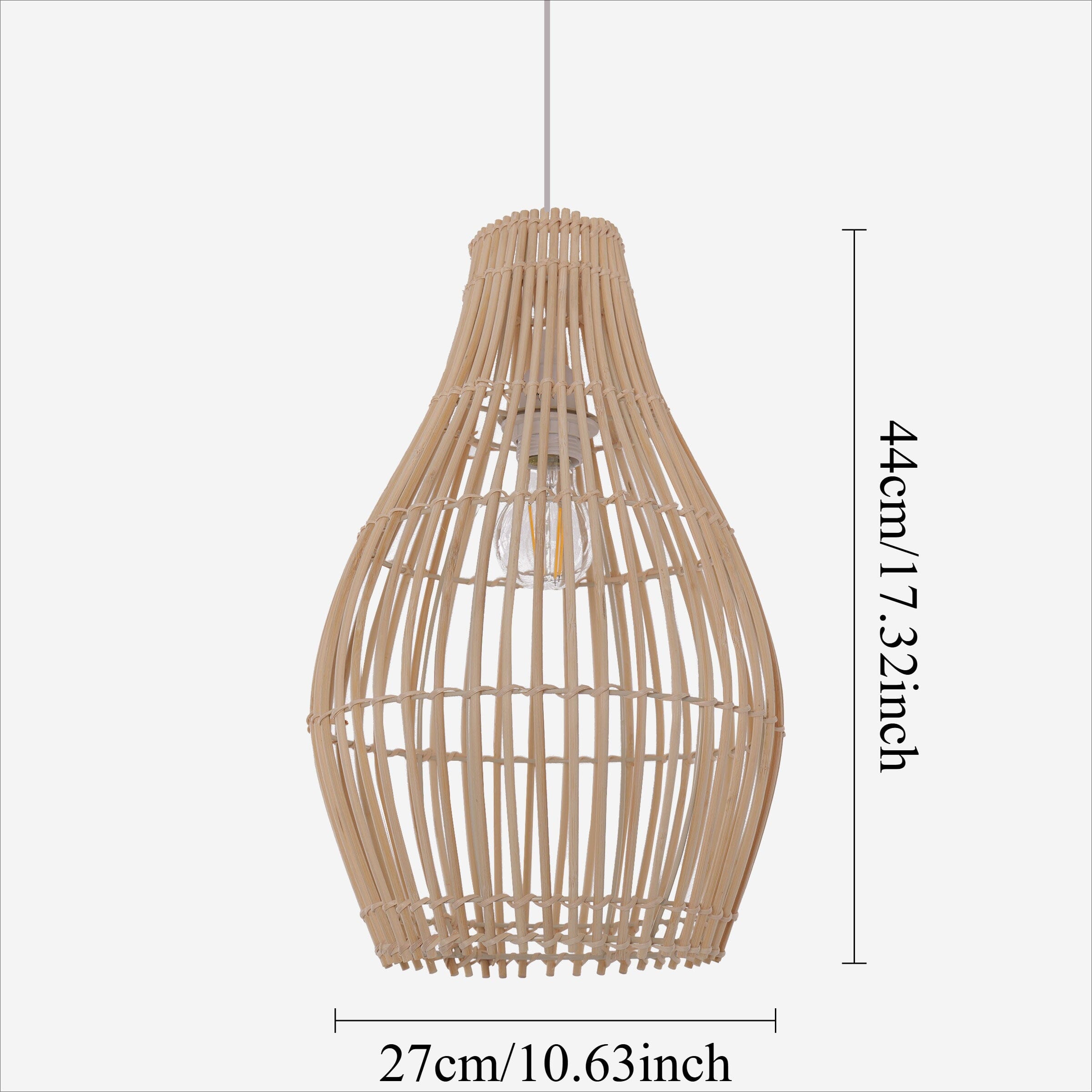 Lightsin Natural Rattan and Bamboo Pendant Light with Iron Frame Living and Home 