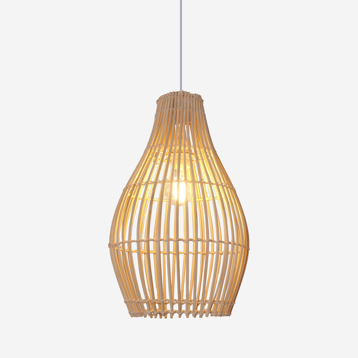 Lightsin Natural Rattan and Bamboo Pendant Light with Iron Frame Living and Home 