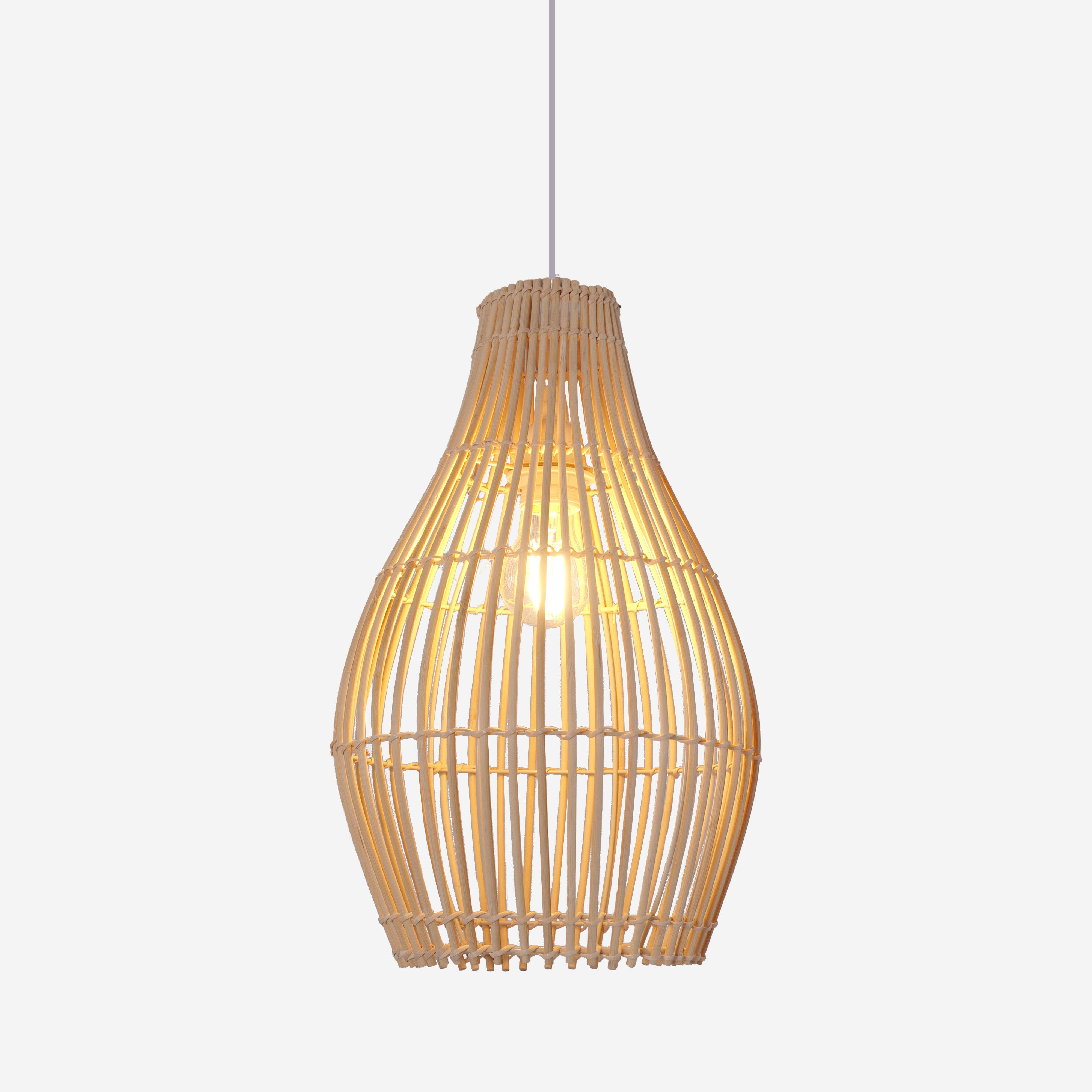 Lightsin Natural Rattan and Bamboo Pendant Light with Iron Frame Living and Home 