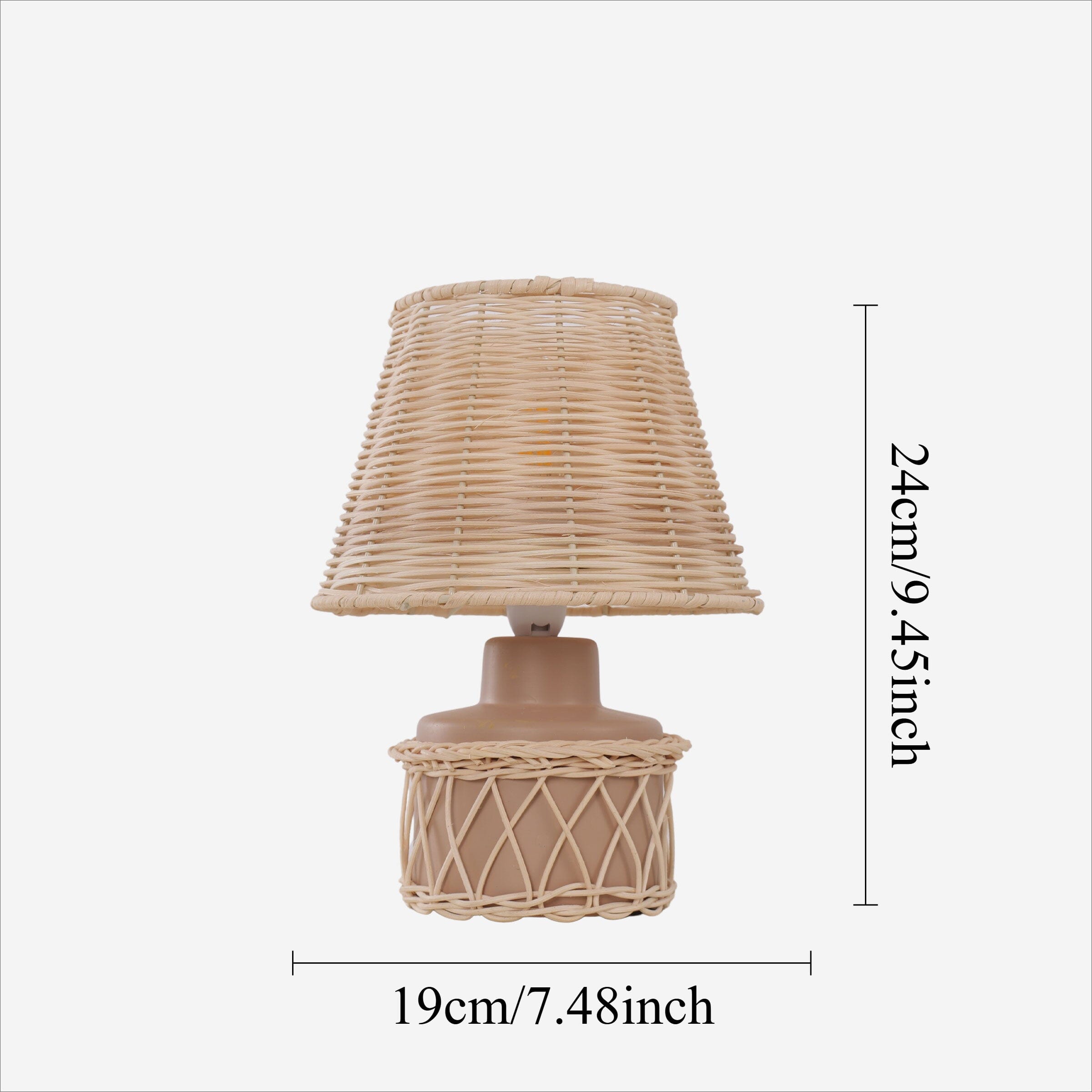 Lightsin Natural Rattan Table Lamp with Pink Wood Base for Bedroom and Living Room Lightsin UK 