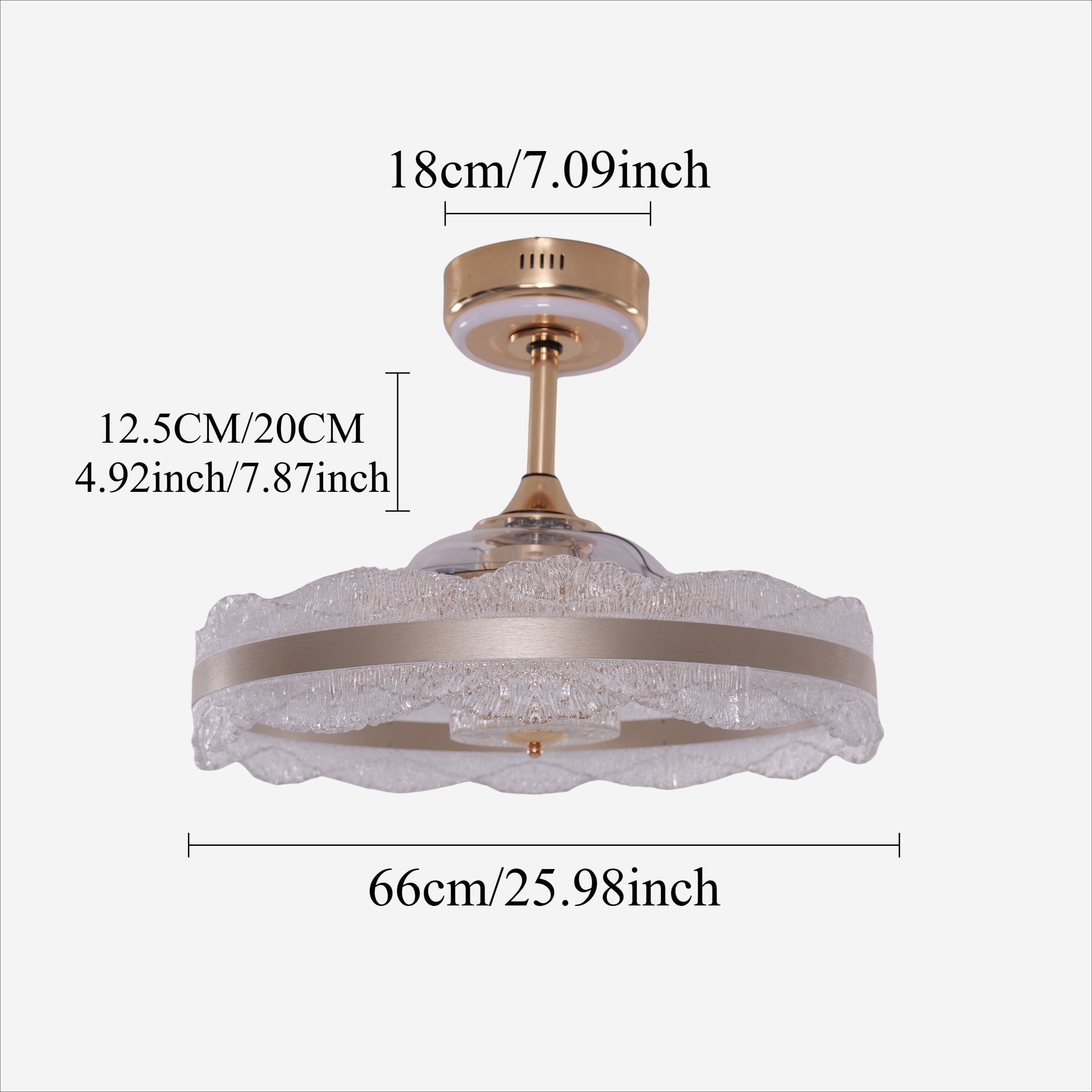 Luxury Gold Frame LED Ceiling Fan Light with Retractable Blades Lightsin UK 