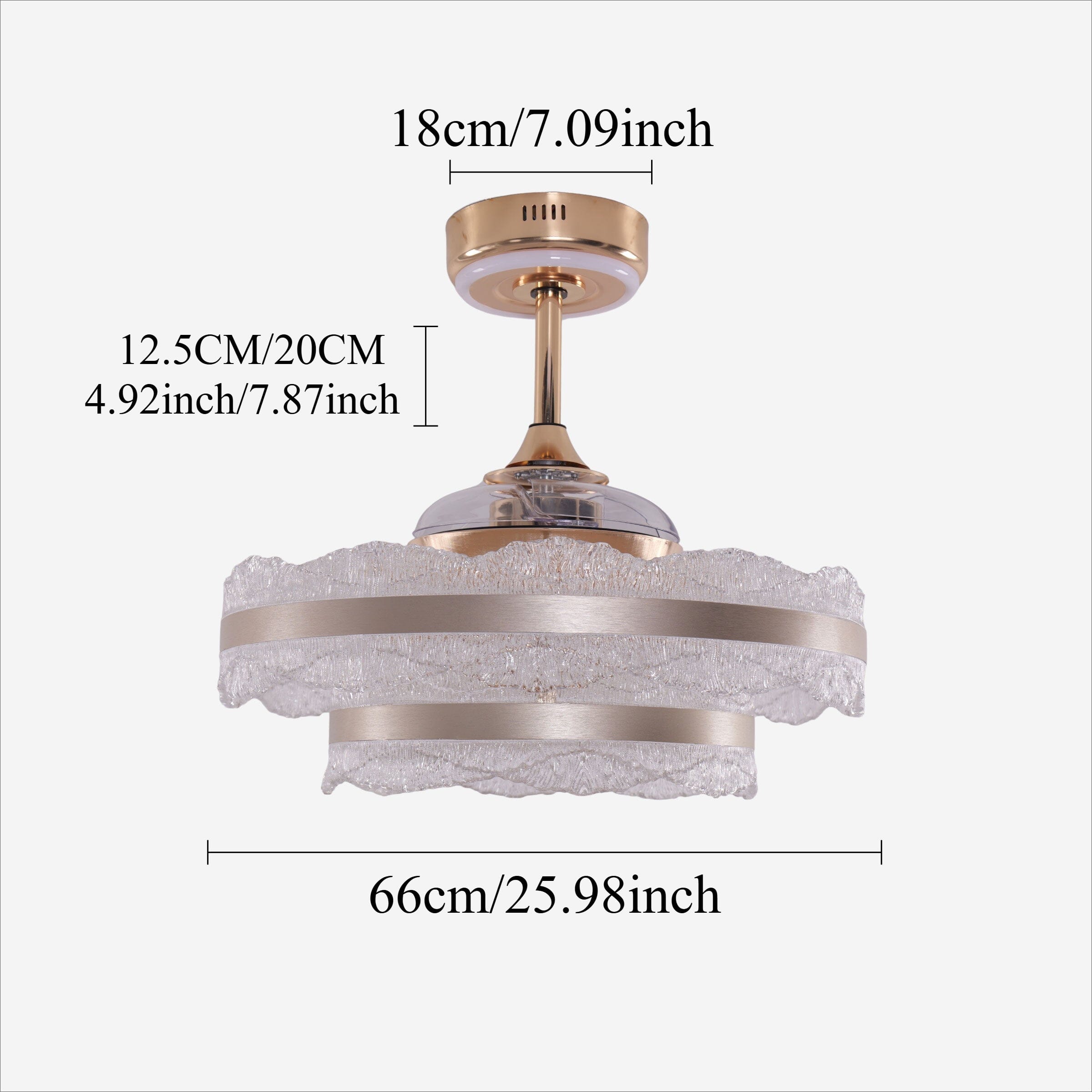 Luxury Gold Frame LED Ceiling Fan Light with Retractable Blades Lightsin UK 