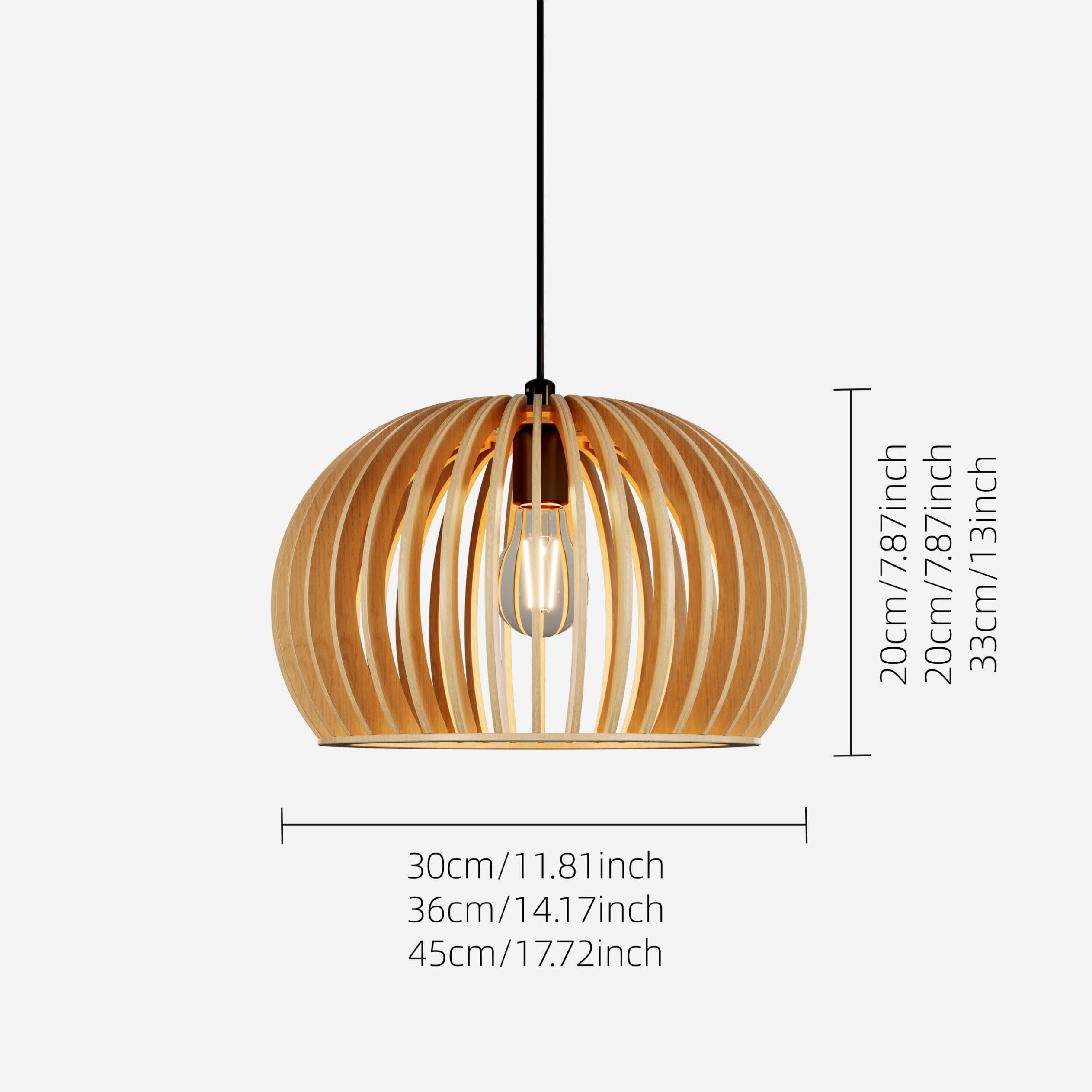 Shadome-Lightsin Natural Wood Pumpkin Pendant Light Eco Friendly Rustic Hanging Lamp for Home Decor Lightsin UK 