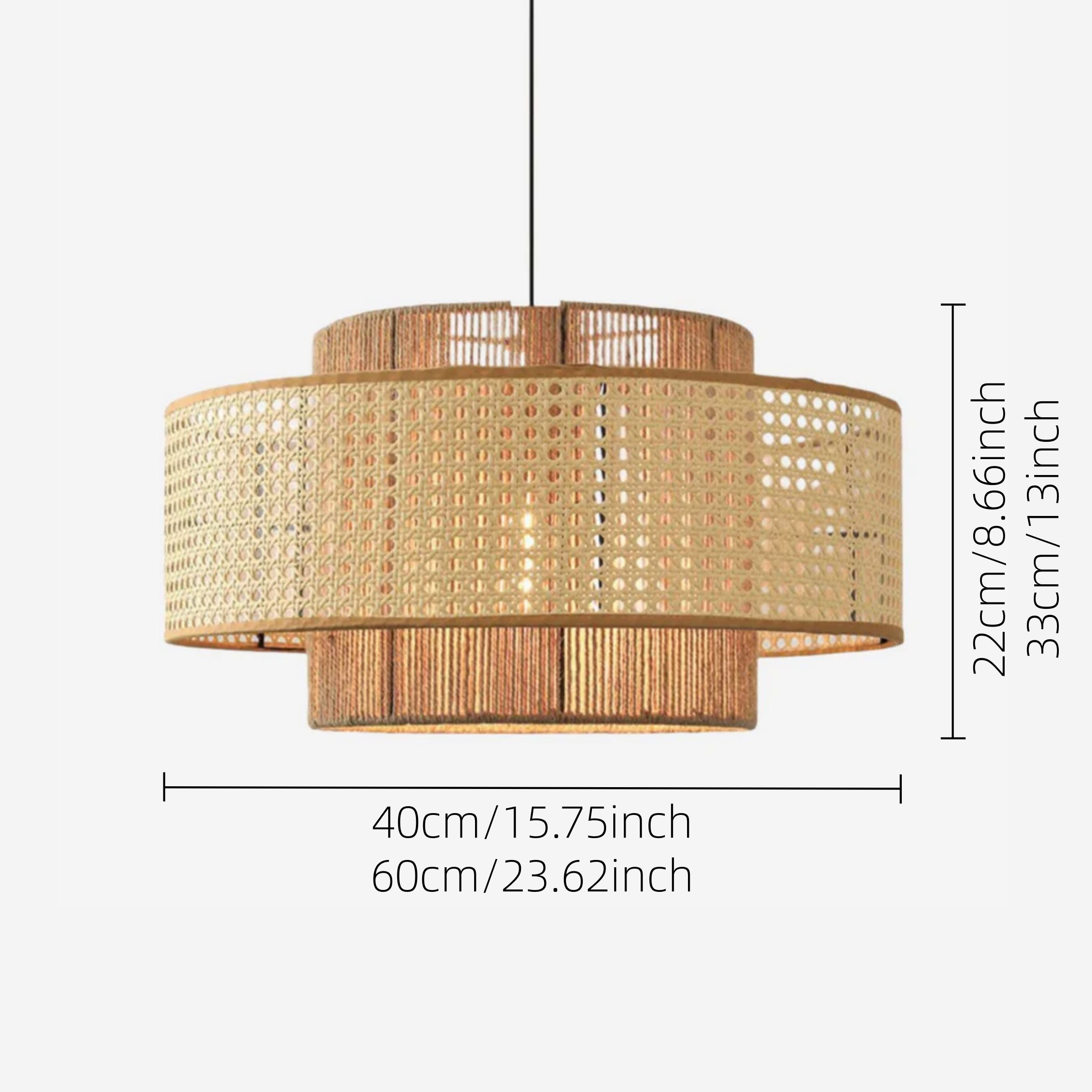 Lightsin Natural Woven Rattan and Hemp Rope Rustic Pendant Light Fixture Lightsin UK 