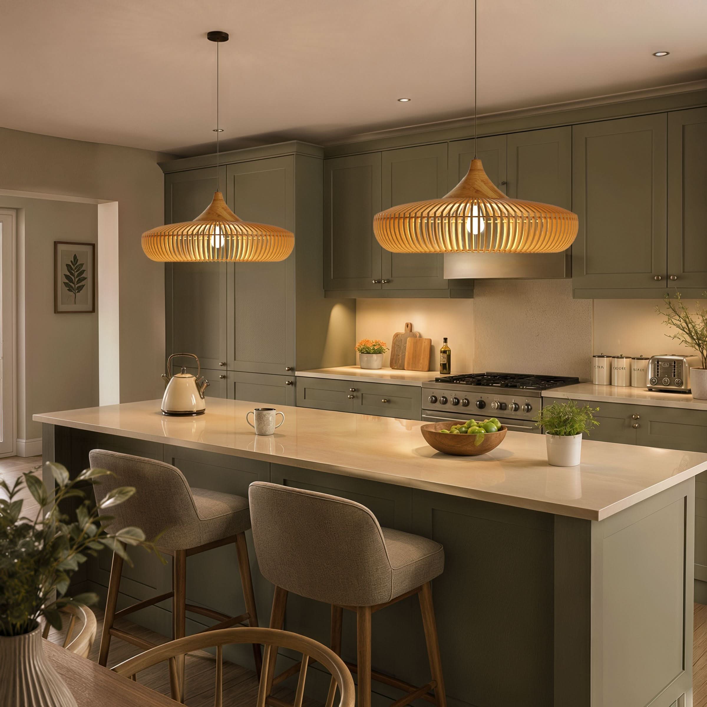 Lightsin Shadome Handcrafted Wooden Kitchen Pendant Light Lightsin UK 