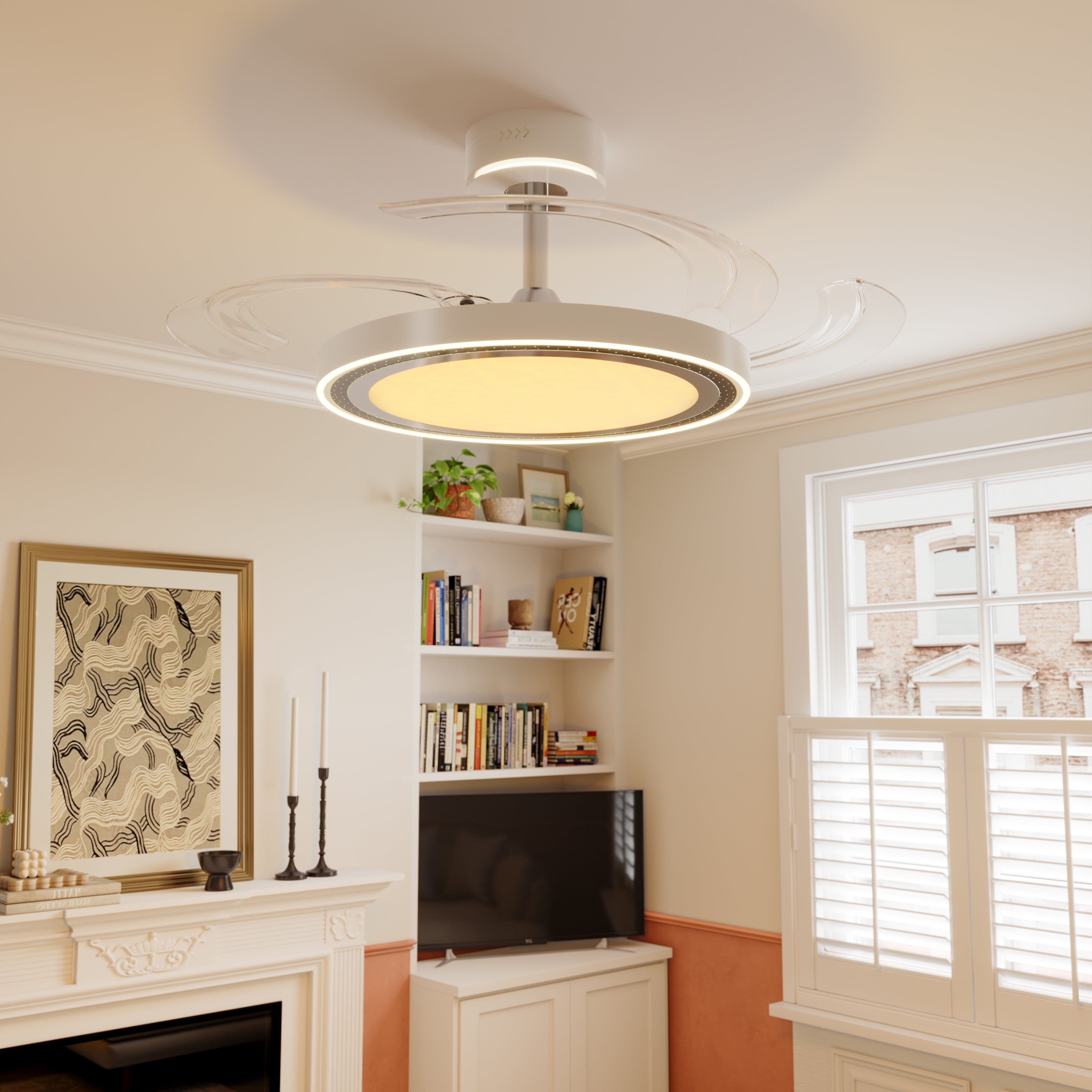 White 48 Inch Reversible LED Ceiling Fan Light with Remote Lightsin UK 