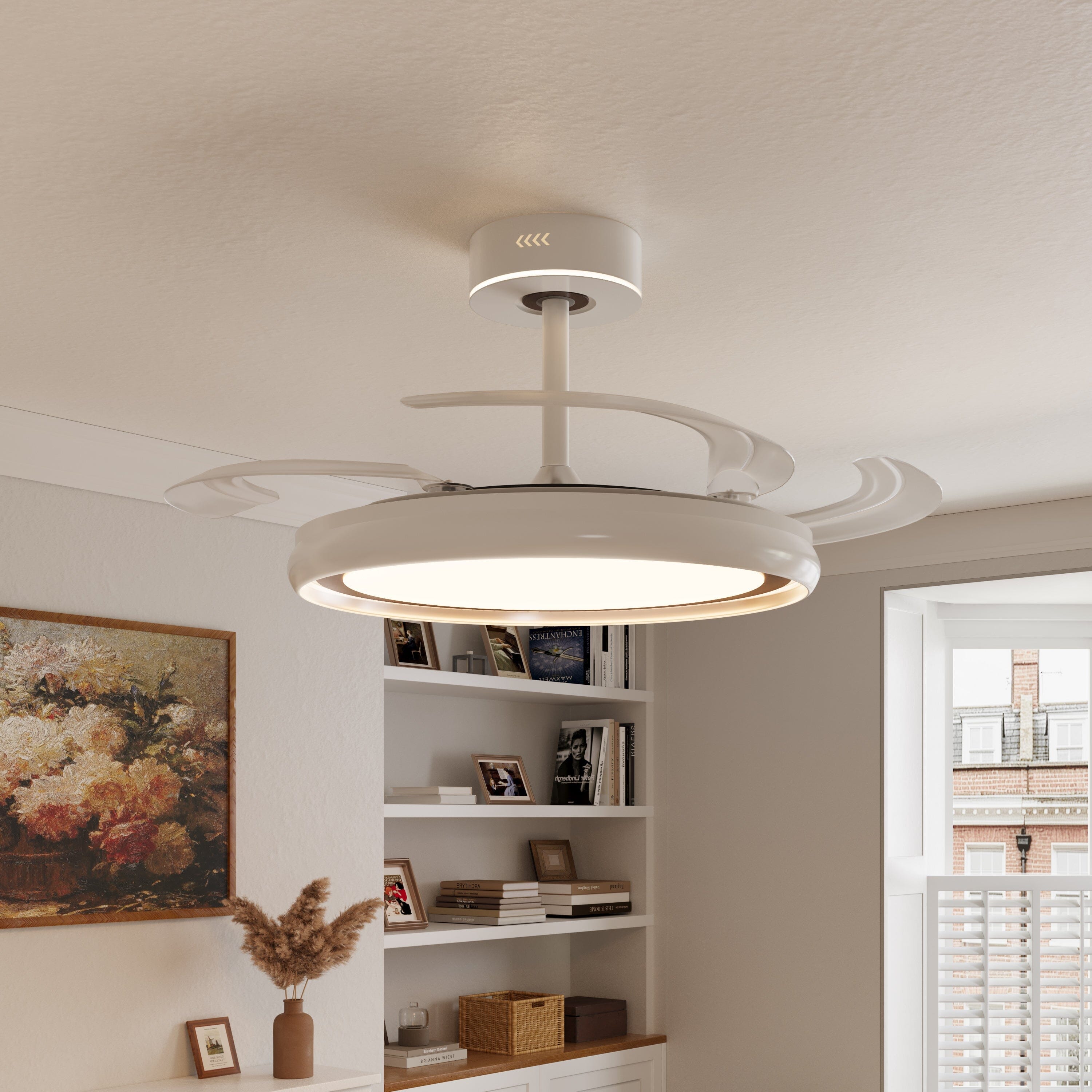 White 48 Inch Reversible LED Ceiling Fan Light with Remote Lightsin UK 