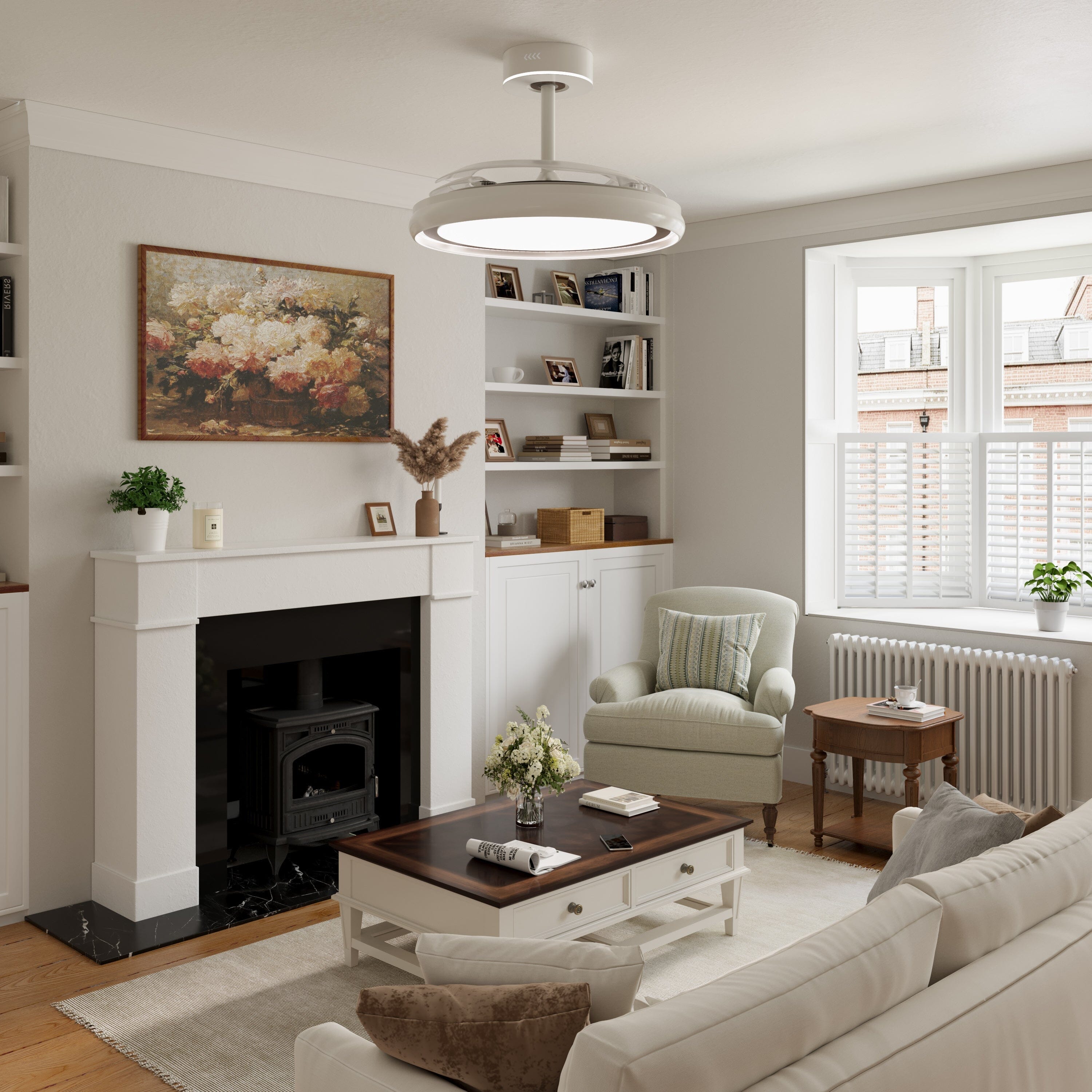 White 48 Inch Reversible LED Ceiling Fan Light with Remote Lightsin UK 