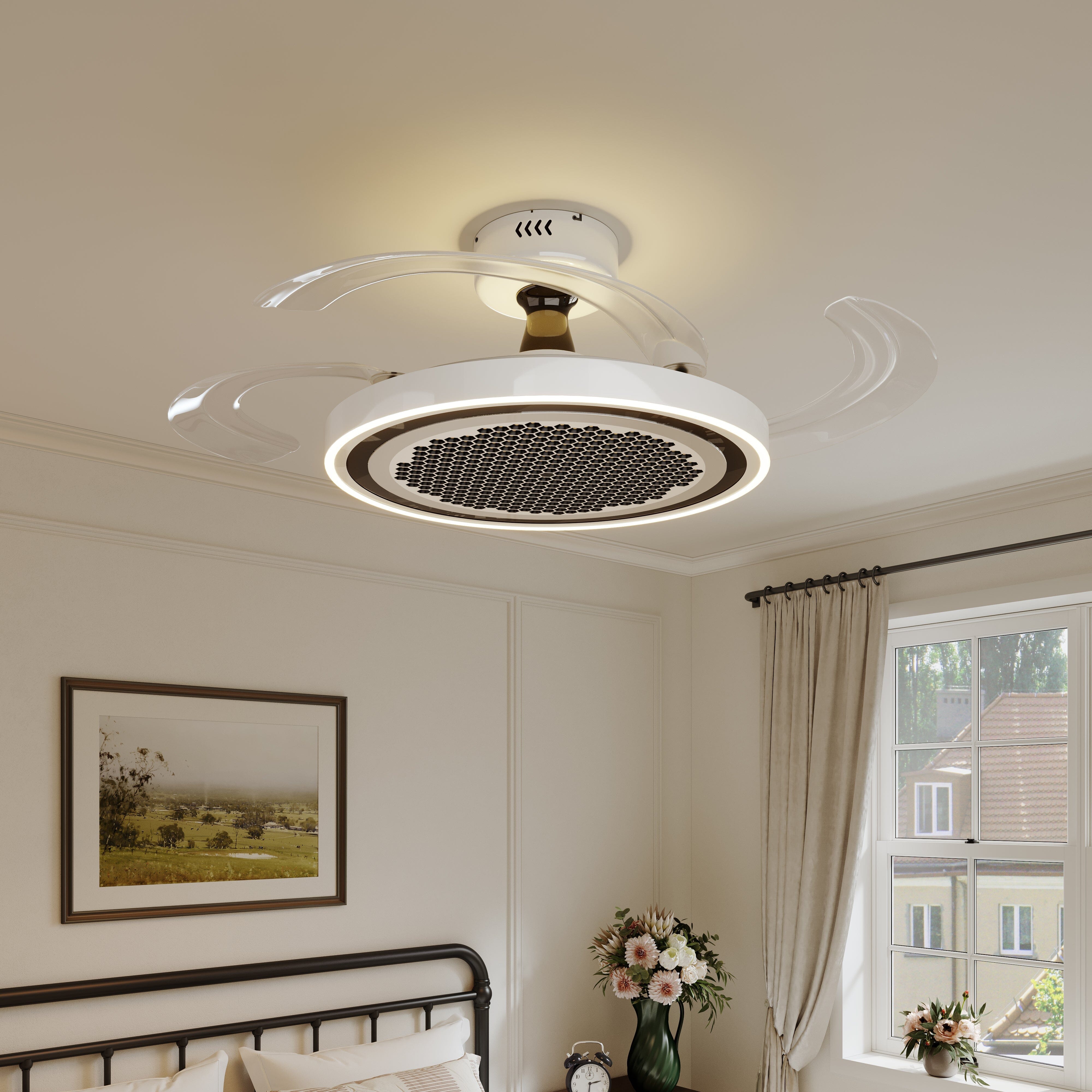 White 48 Inch Reversible LED Ceiling Fan Light with Remote Lightsin UK 