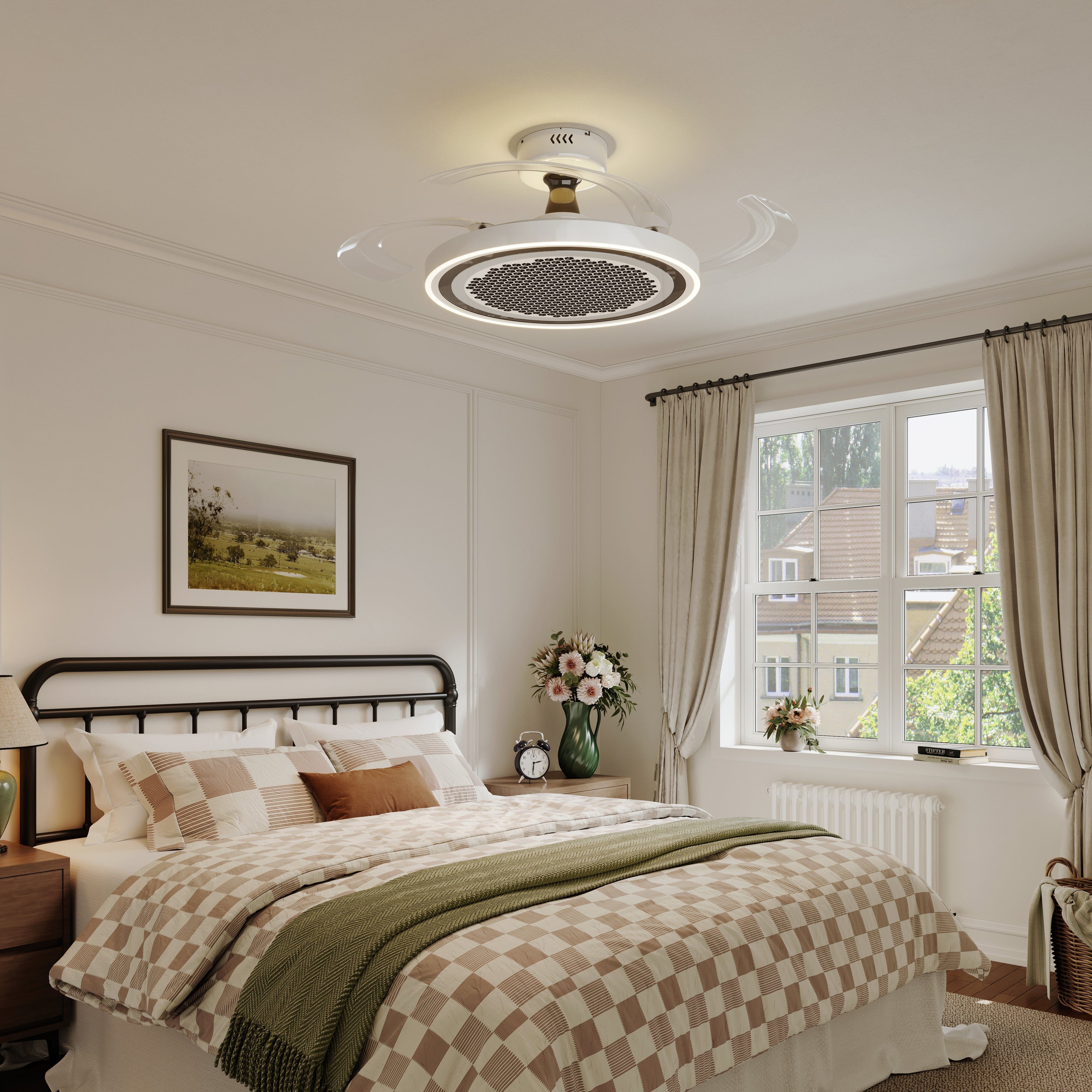 White 48 Inch Reversible LED Ceiling Fan Light with Remote Lightsin UK 