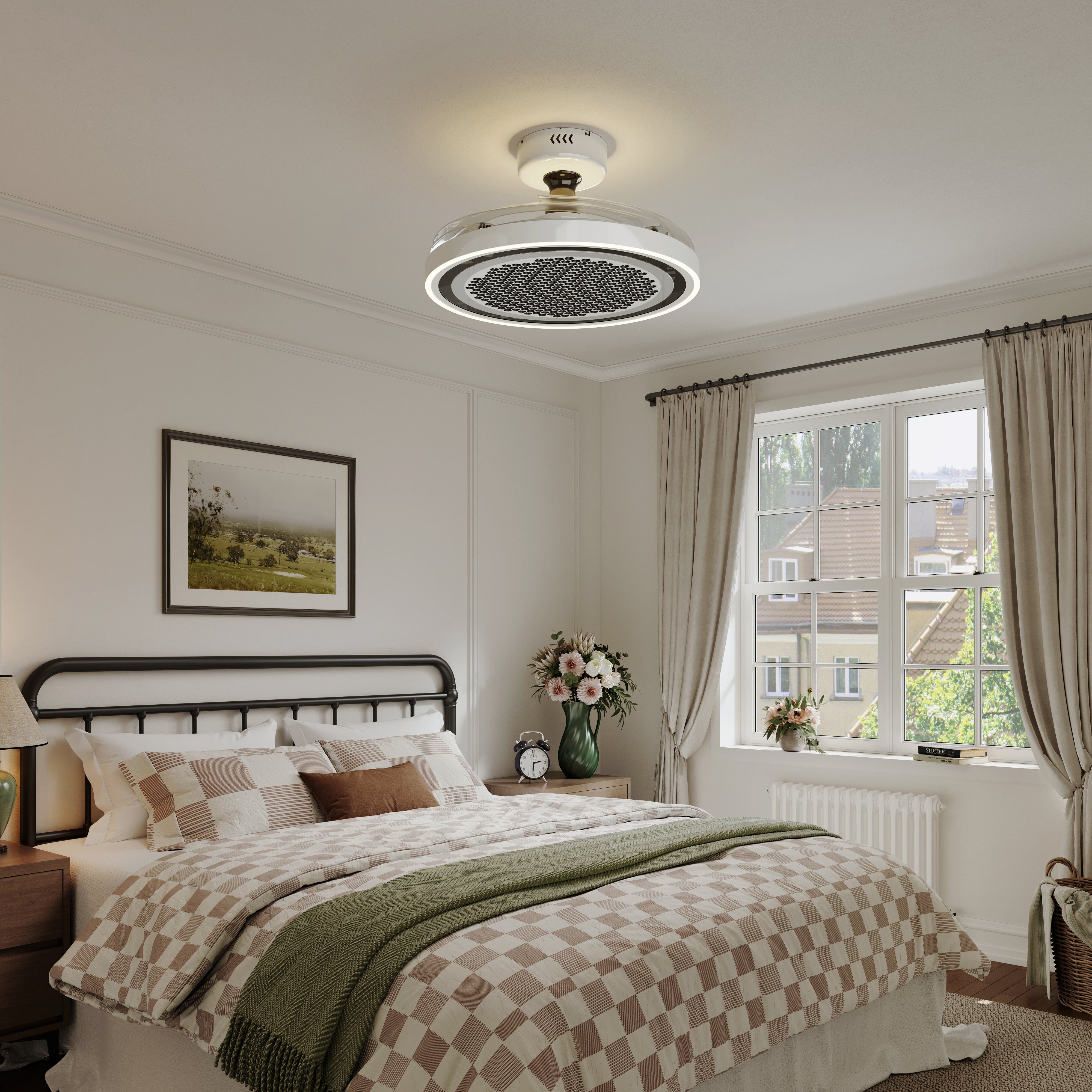 White 48 Inch Reversible LED Ceiling Fan Light with Remote Lightsin UK 