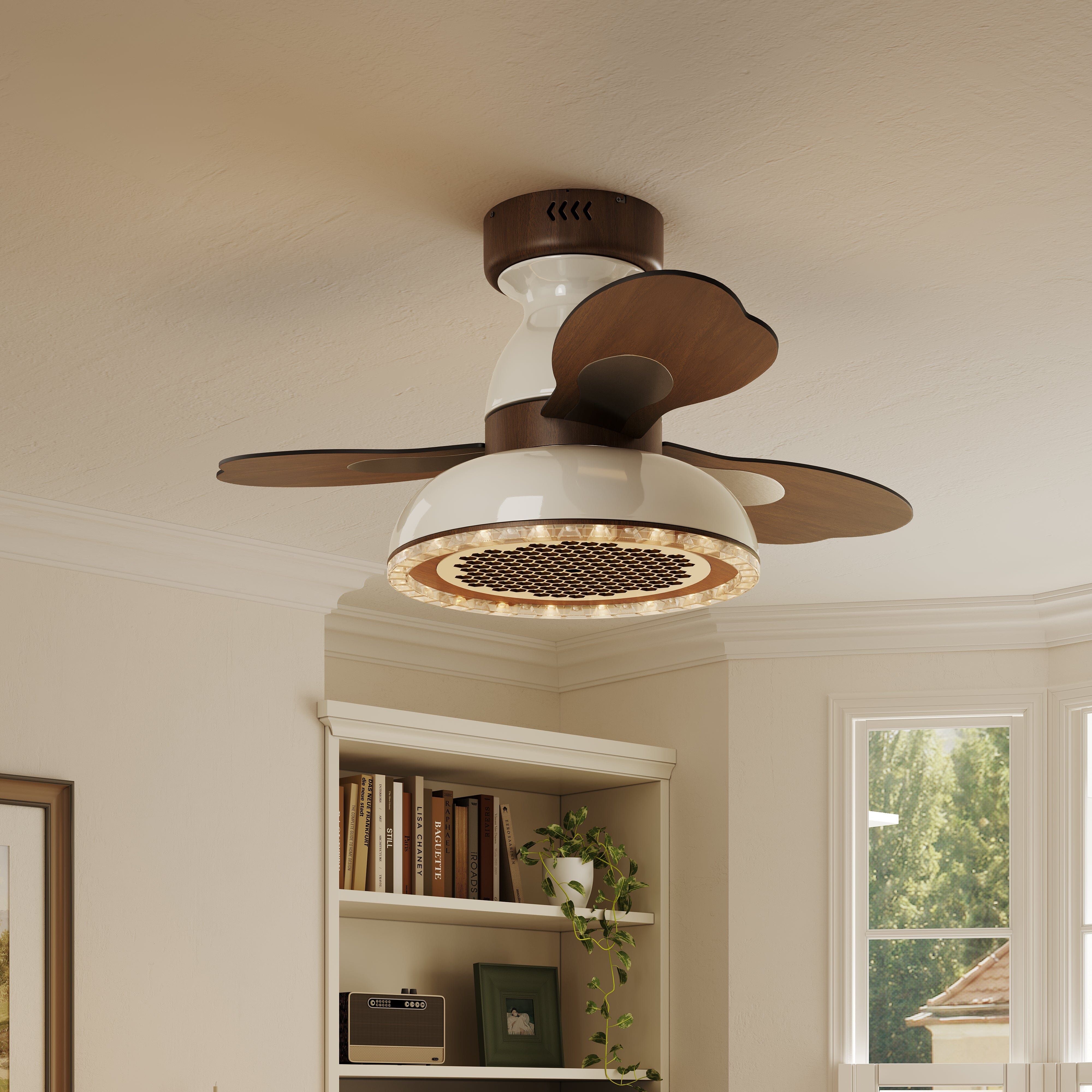 Walnut 36 Inch Reversible LED Ceiling Fan Light with Remote Lightsin UK 