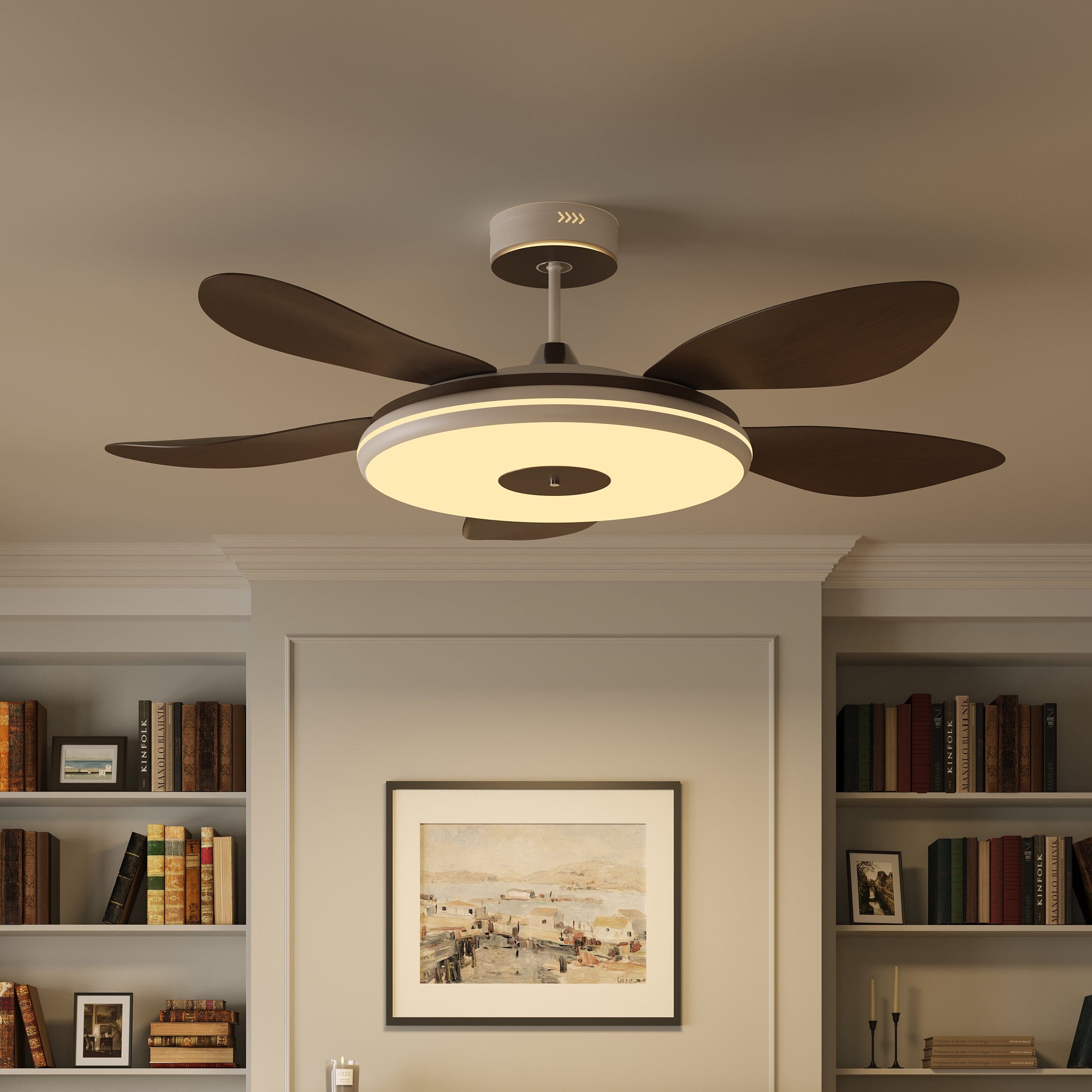 Walnut 48 Inch Reversible LED Ceiling Fan Light with Remote Lightsin UK 