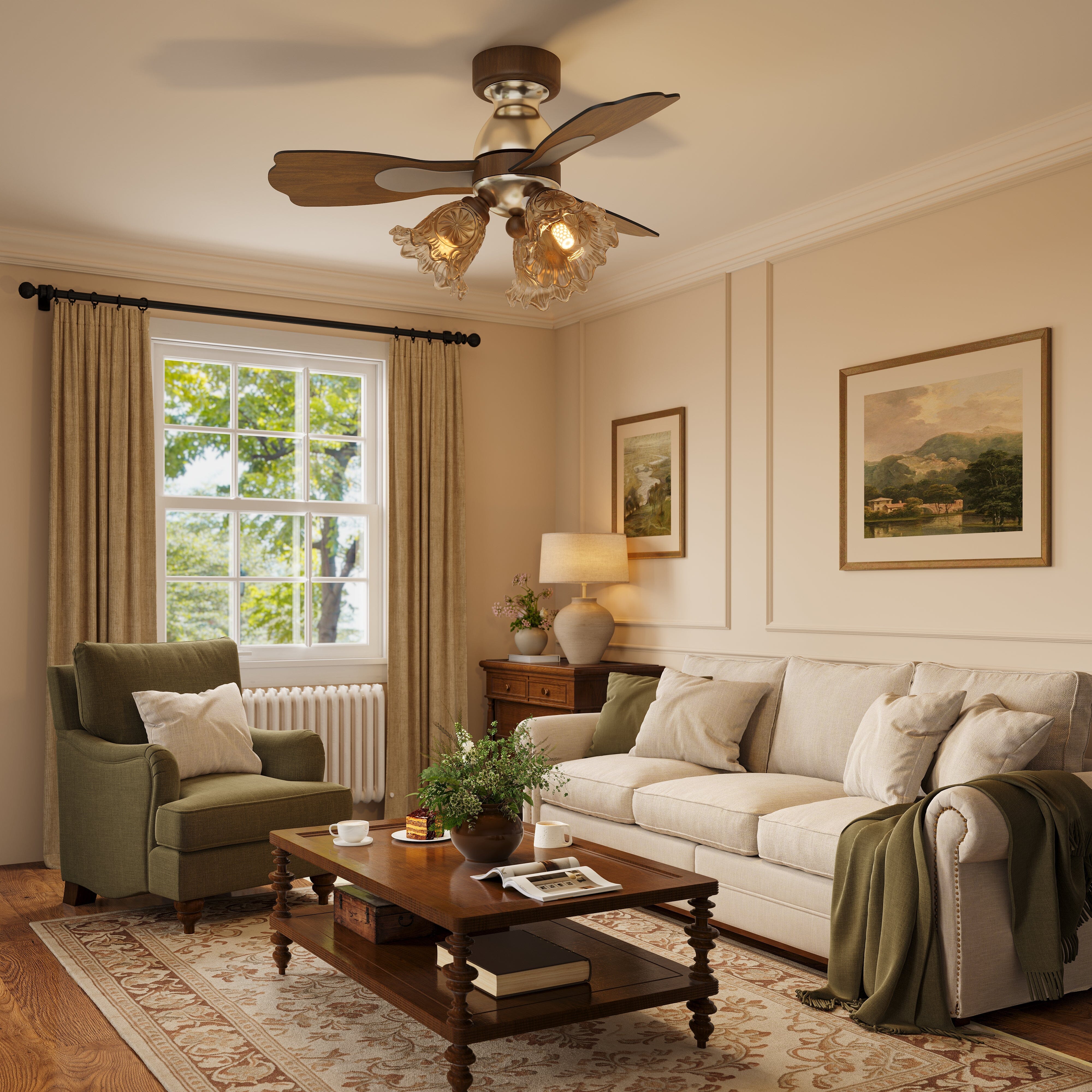 Walnut 36 Inch Reversible LED Ceiling Fan Light with Remote Lightsin UK Pre-Order 