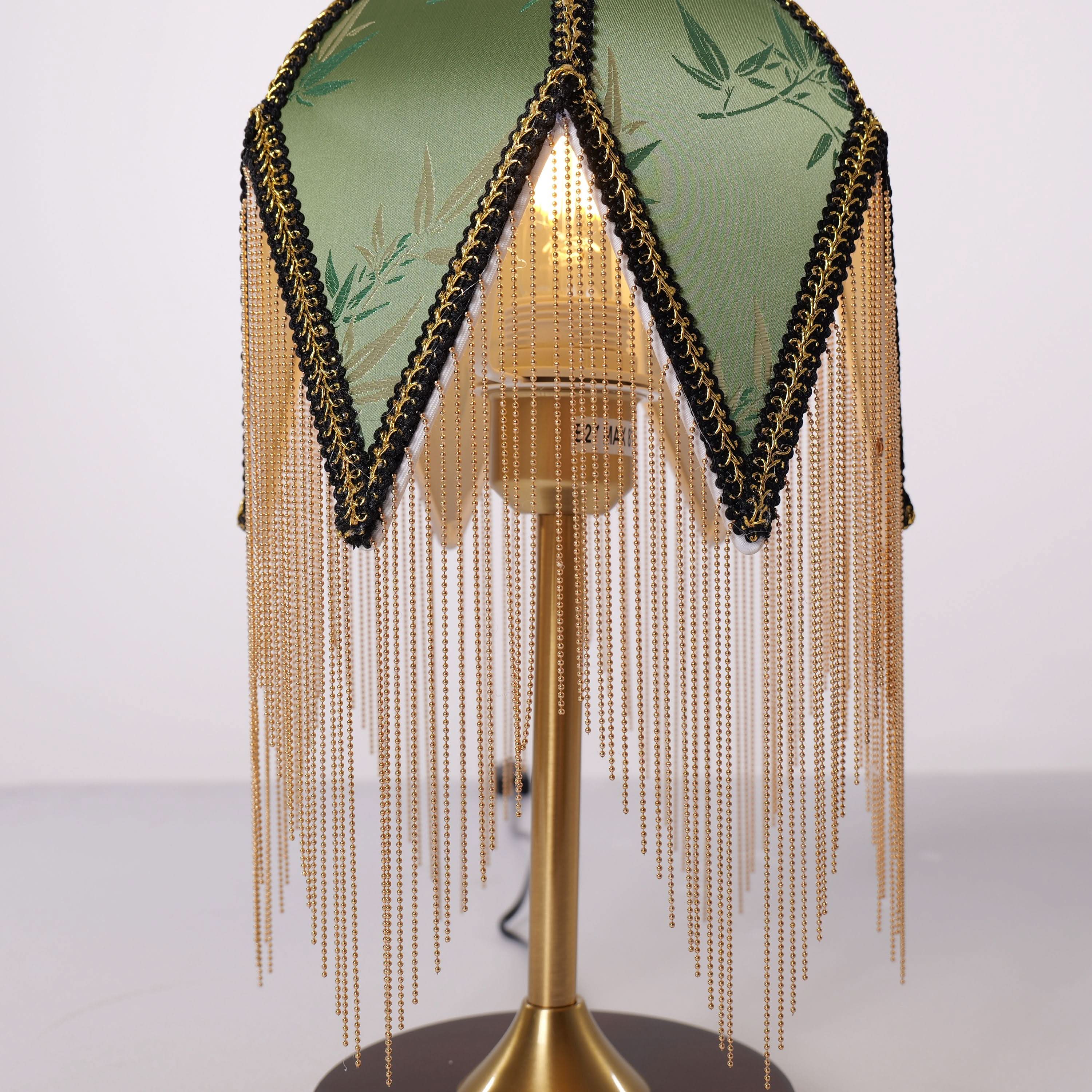 Mid-Century Vintage Tassel Table Lamp | Antique Brass & Fabric Bedside Lamp Lightsin UK 