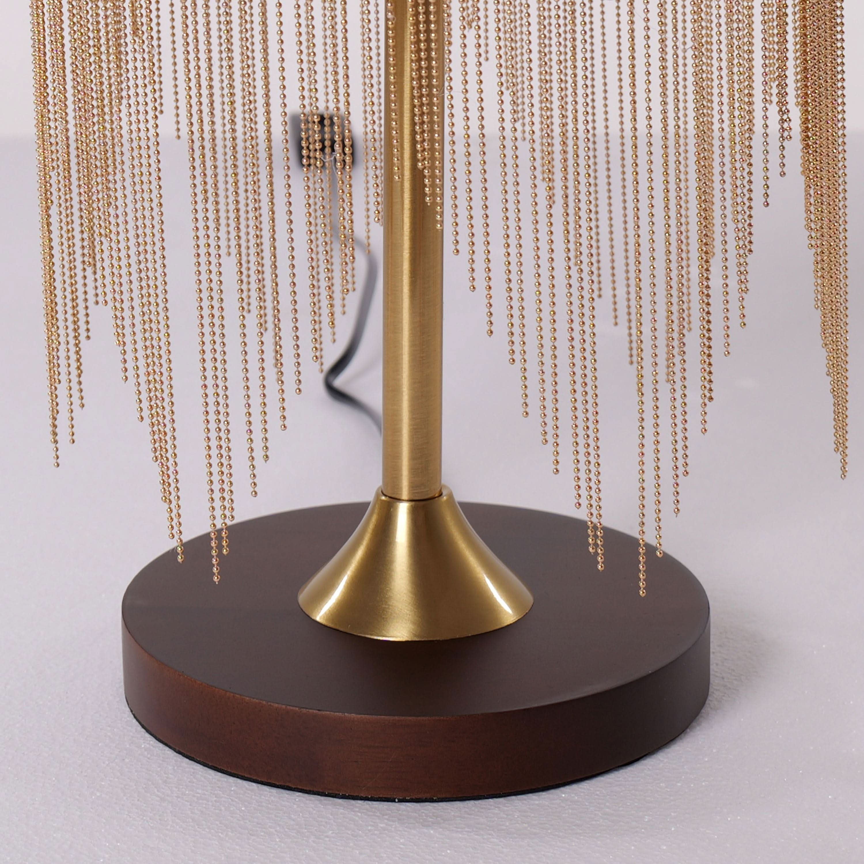 Mid-Century Vintage Tassel Table Lamp | Antique Brass & Fabric Bedside Lamp Lightsin UK 