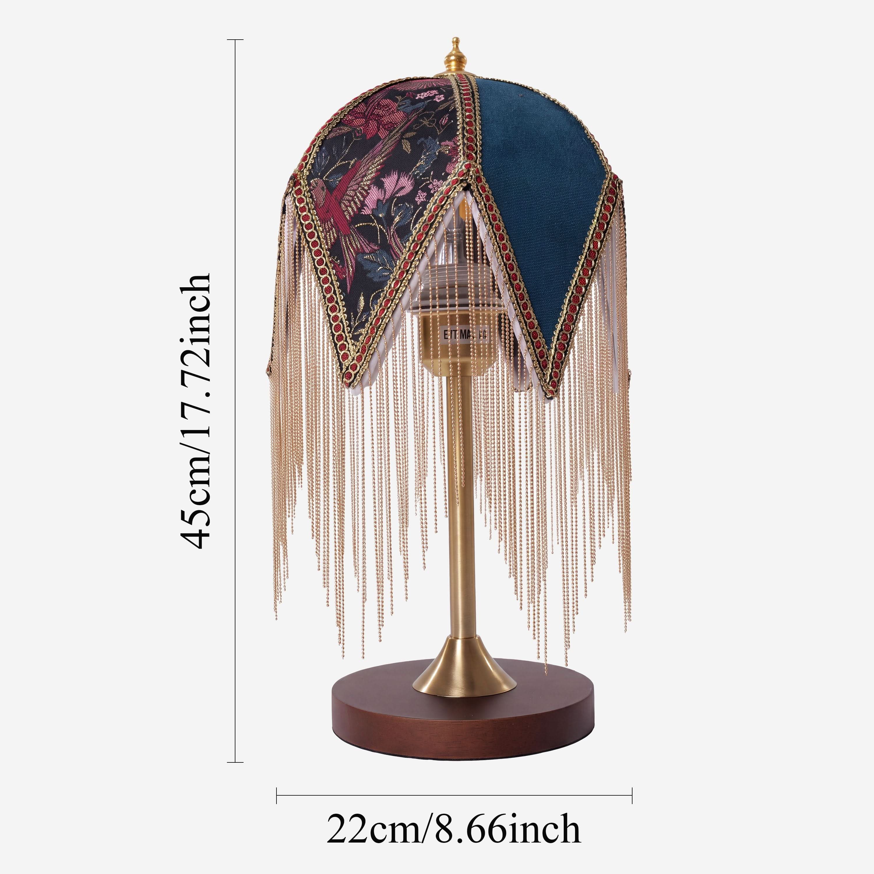 Mid-Century Vintage Tassel Table Lamp | Antique Brass & Fabric Bedside Lamp Lightsin UK 