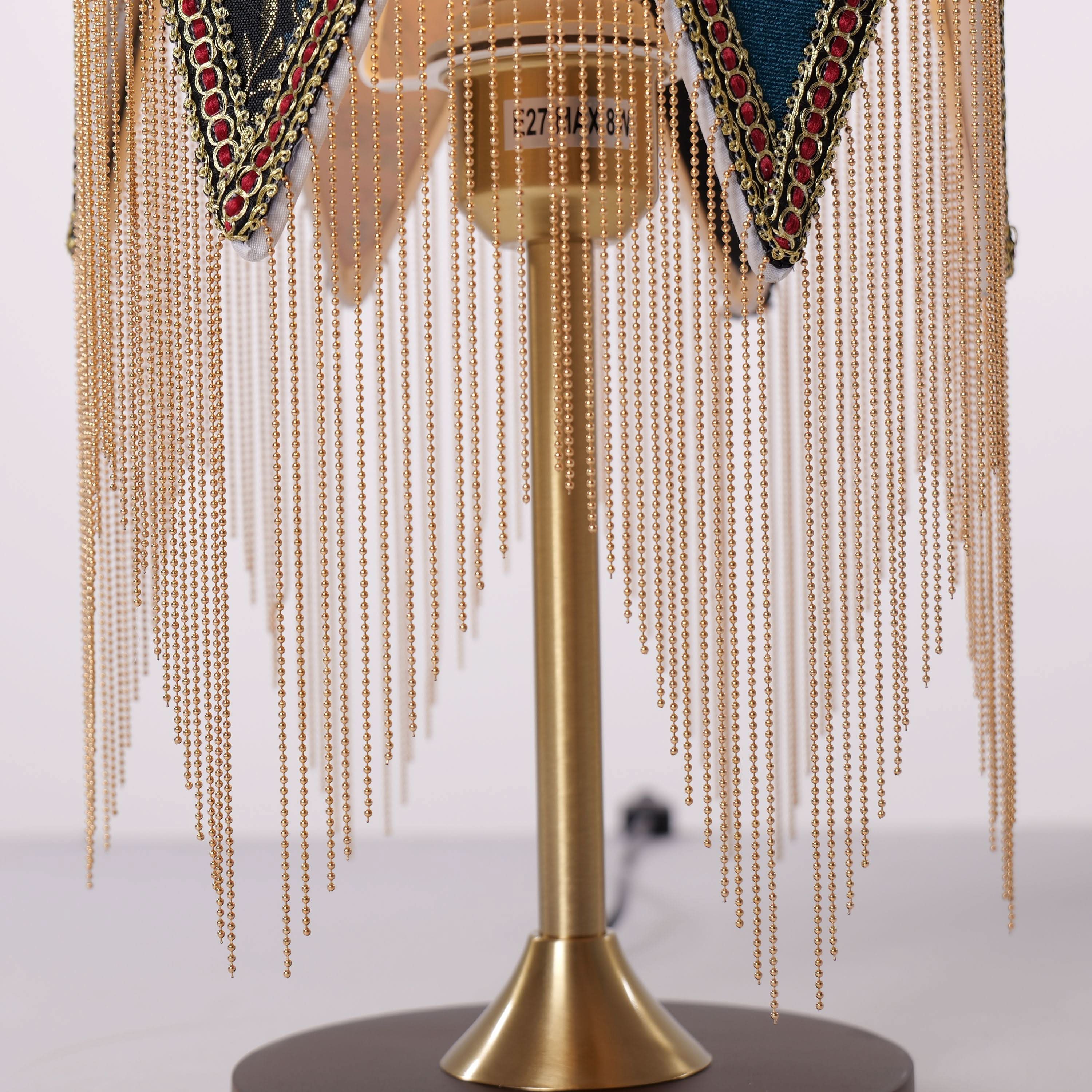Mid-Century Vintage Tassel Table Lamp | Antique Brass & Fabric Bedside Lamp Lightsin UK 