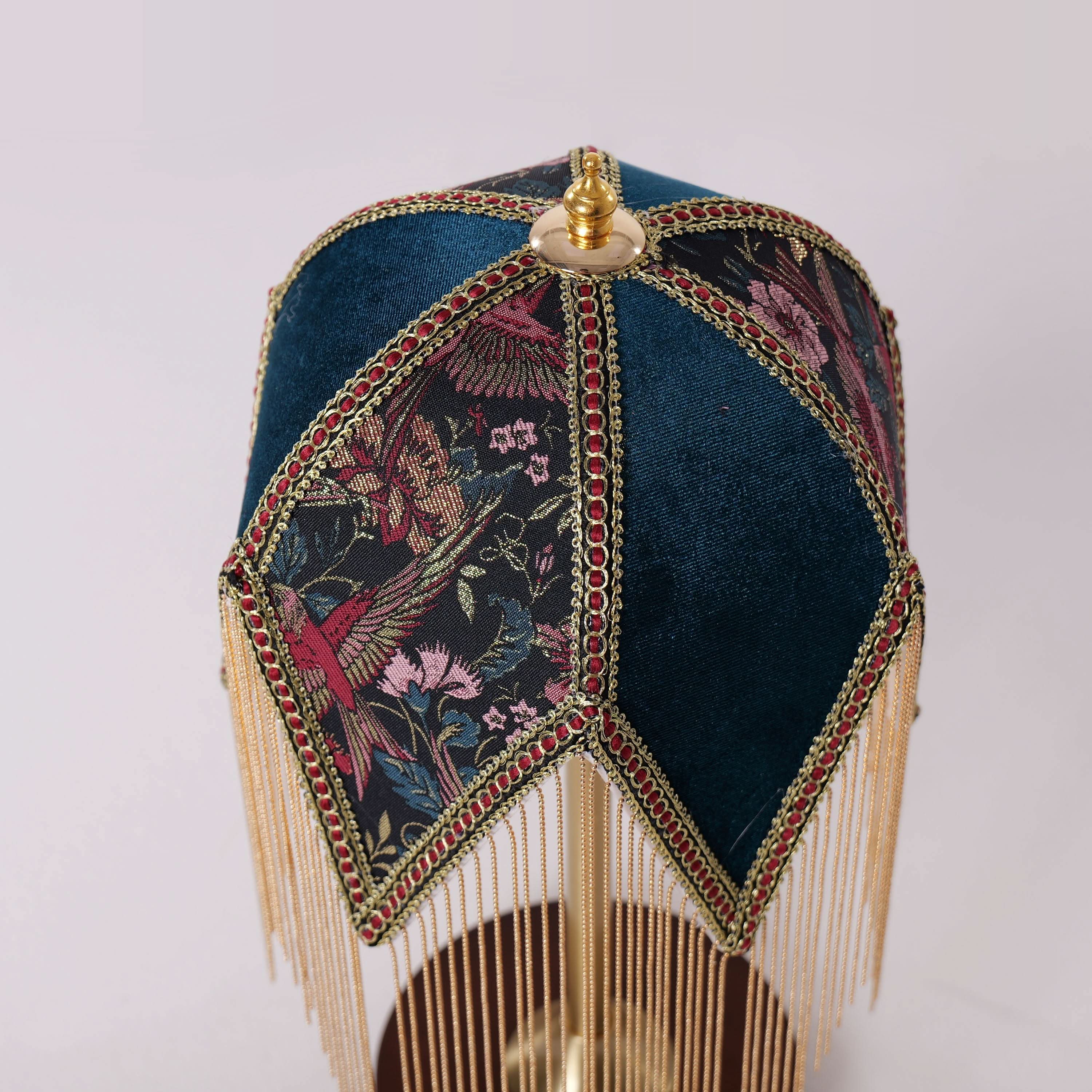 Mid-Century Vintage Tassel Table Lamp | Antique Brass & Fabric Bedside Lamp Lightsin UK 