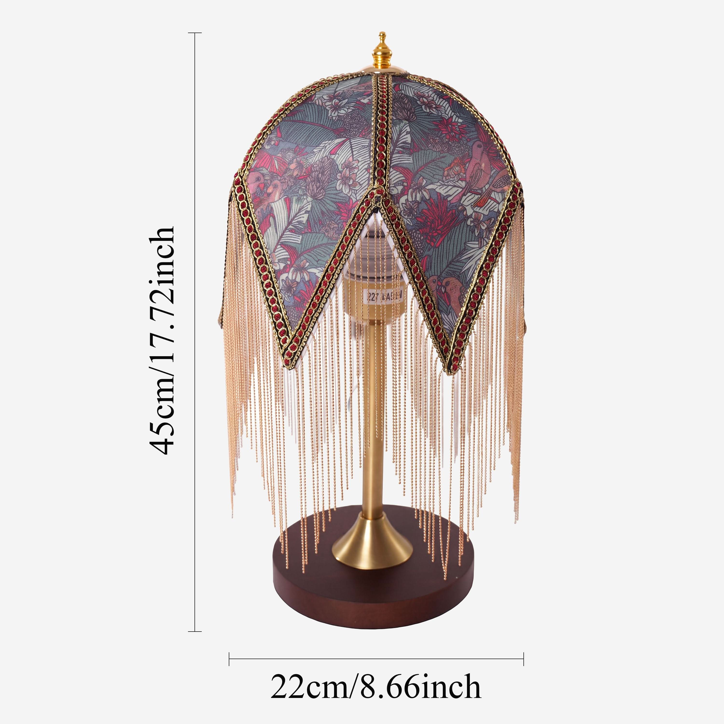 Mid-Century Vintage Tassel Table Lamp | Antique Brass & Fabric Bedside Lamp Lightsin UK 