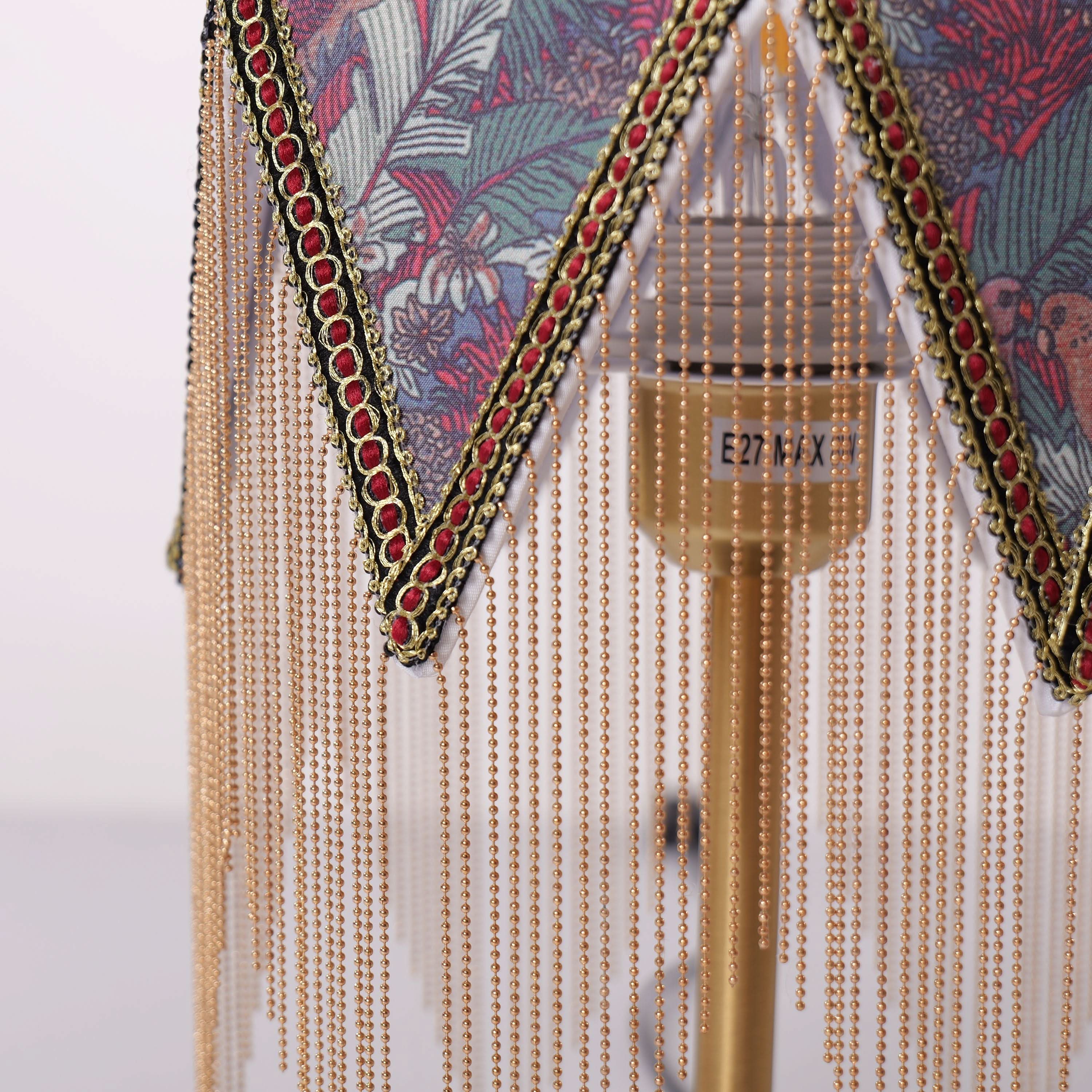 Mid-Century Vintage Tassel Table Lamp | Antique Brass & Fabric Bedside Lamp Lightsin UK 