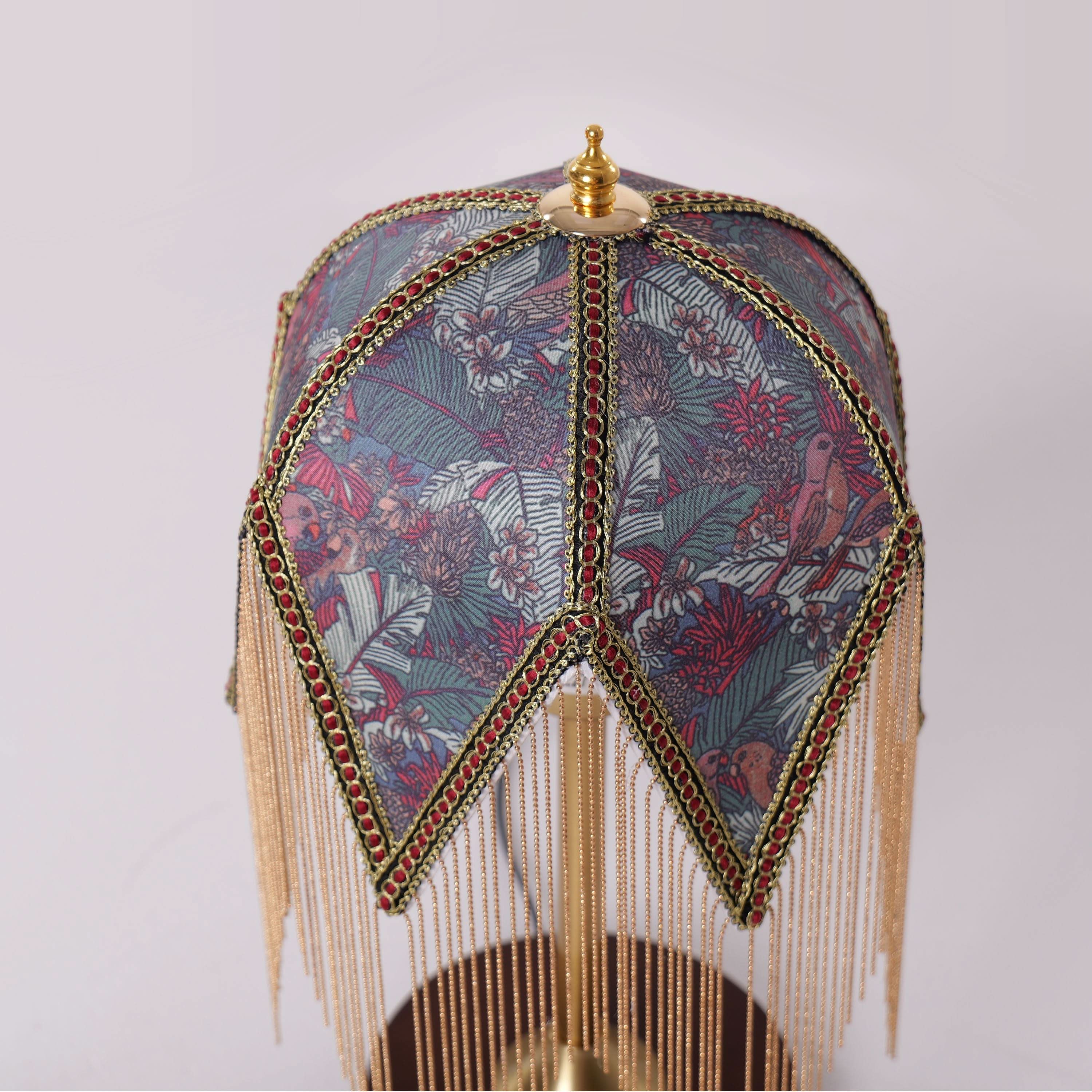 Mid-Century Vintage Tassel Table Lamp | Antique Brass & Fabric Bedside Lamp Lightsin UK 