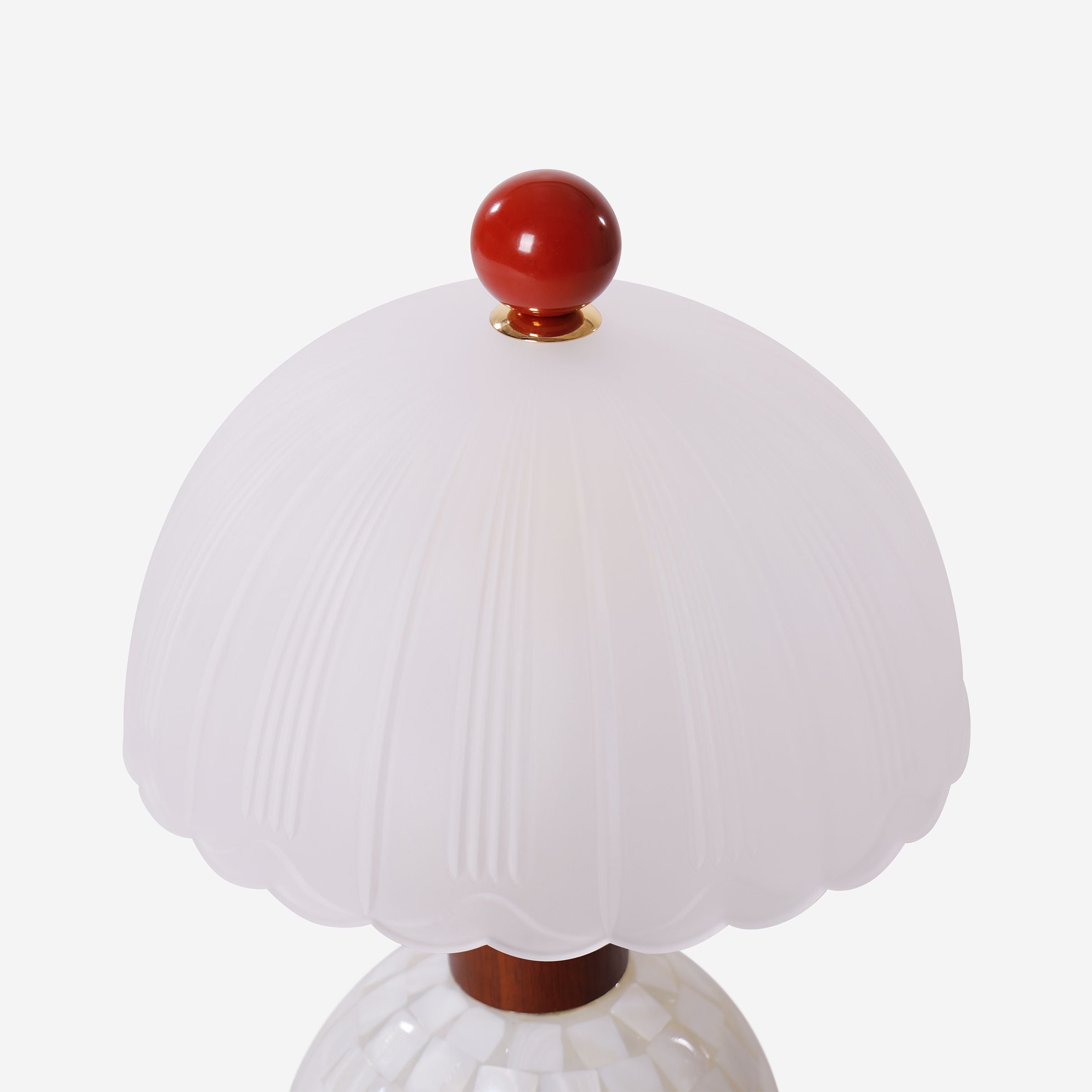 Mosaic Mother-of-Pearl Table Lamp - Coastal Glass & Wood Bedside Light Lightsin UK 