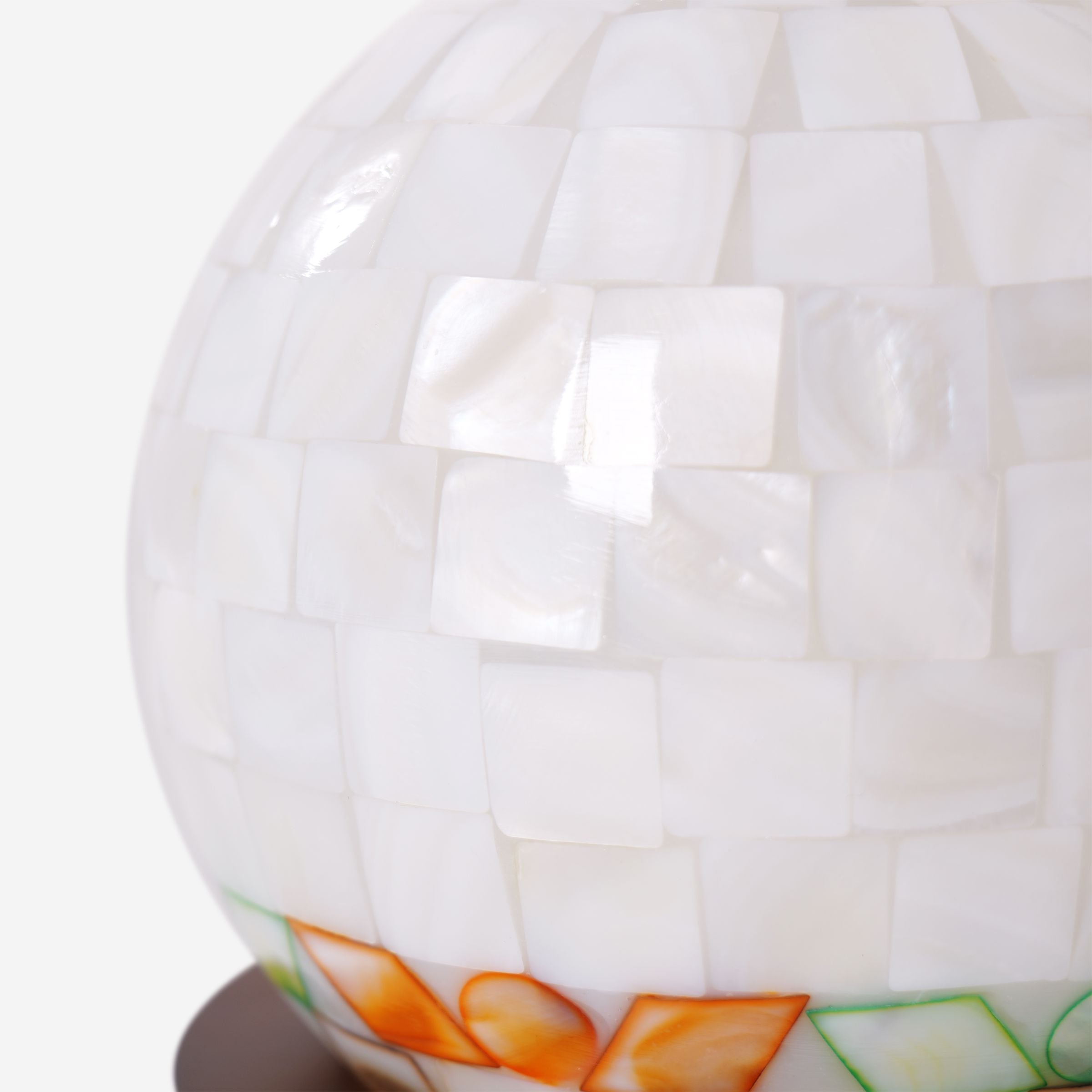Mosaic Mother-of-Pearl Table Lamp - Coastal Glass & Wood Bedside Light Lightsin UK 