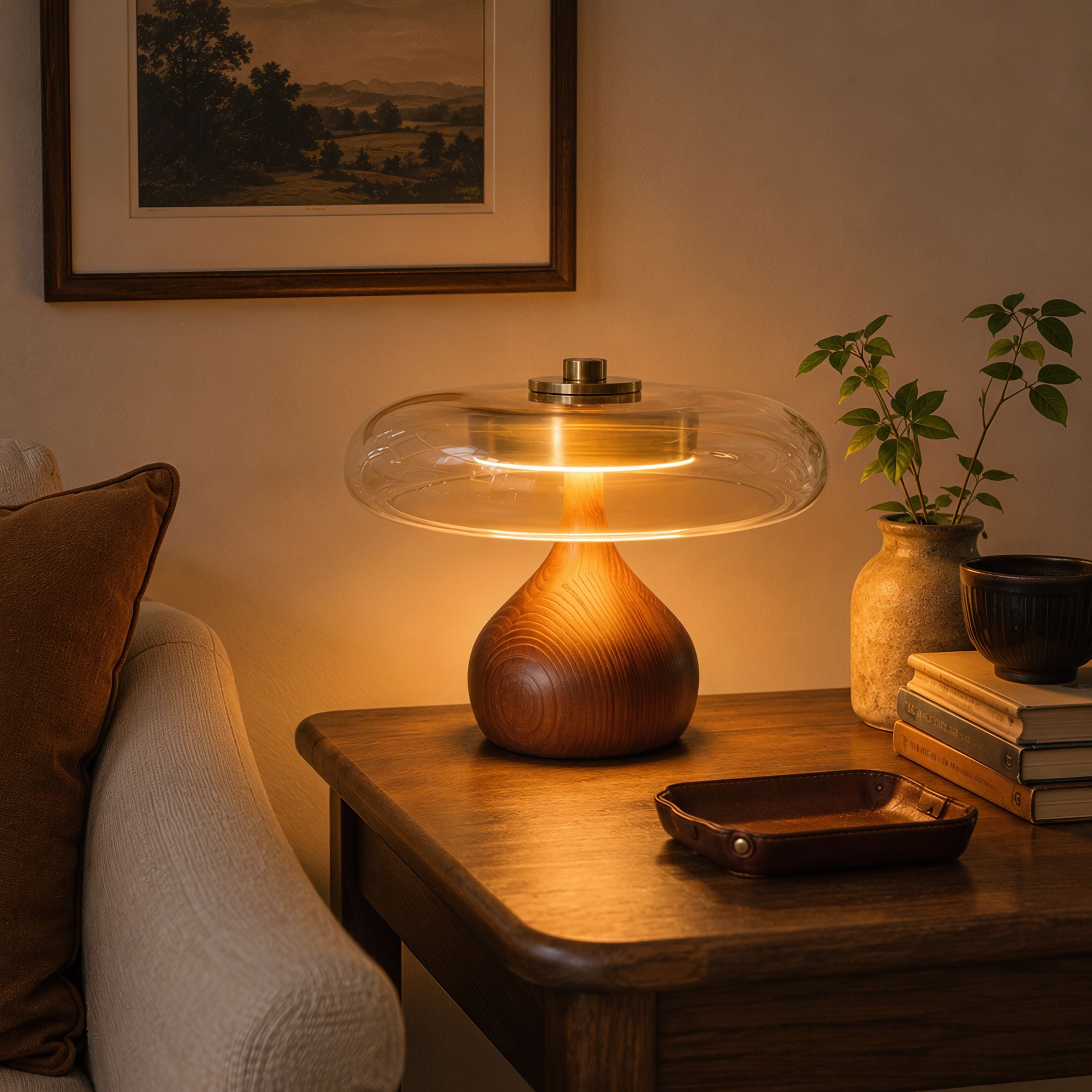 Ash Wood Glass Table Lamp Lightsin UK 
