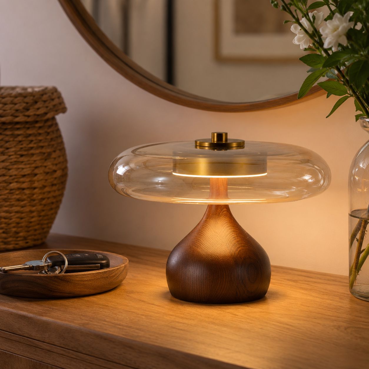 Ash Wood Glass Table Lamp Lightsin UK 