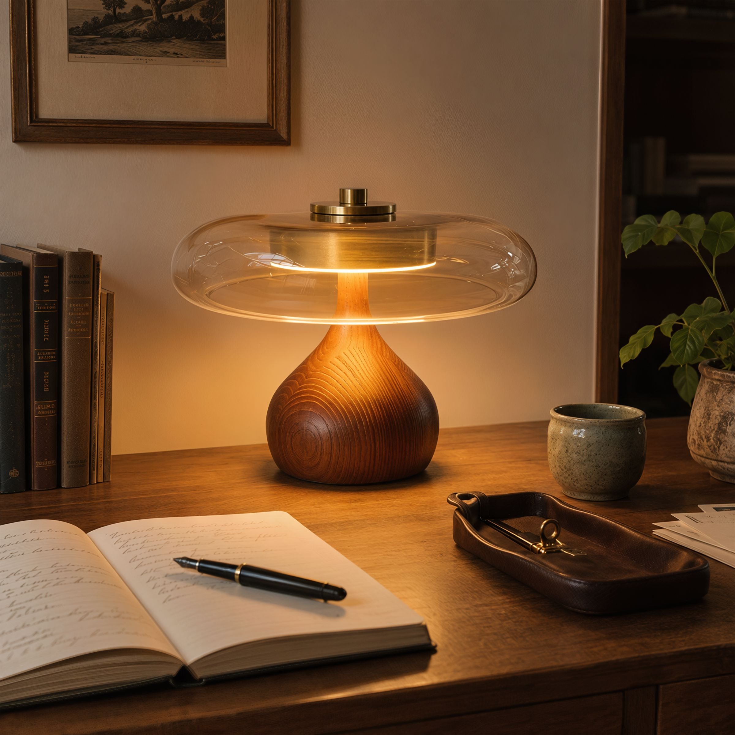 Ash Wood Glass Table Lamp Lightsin UK 