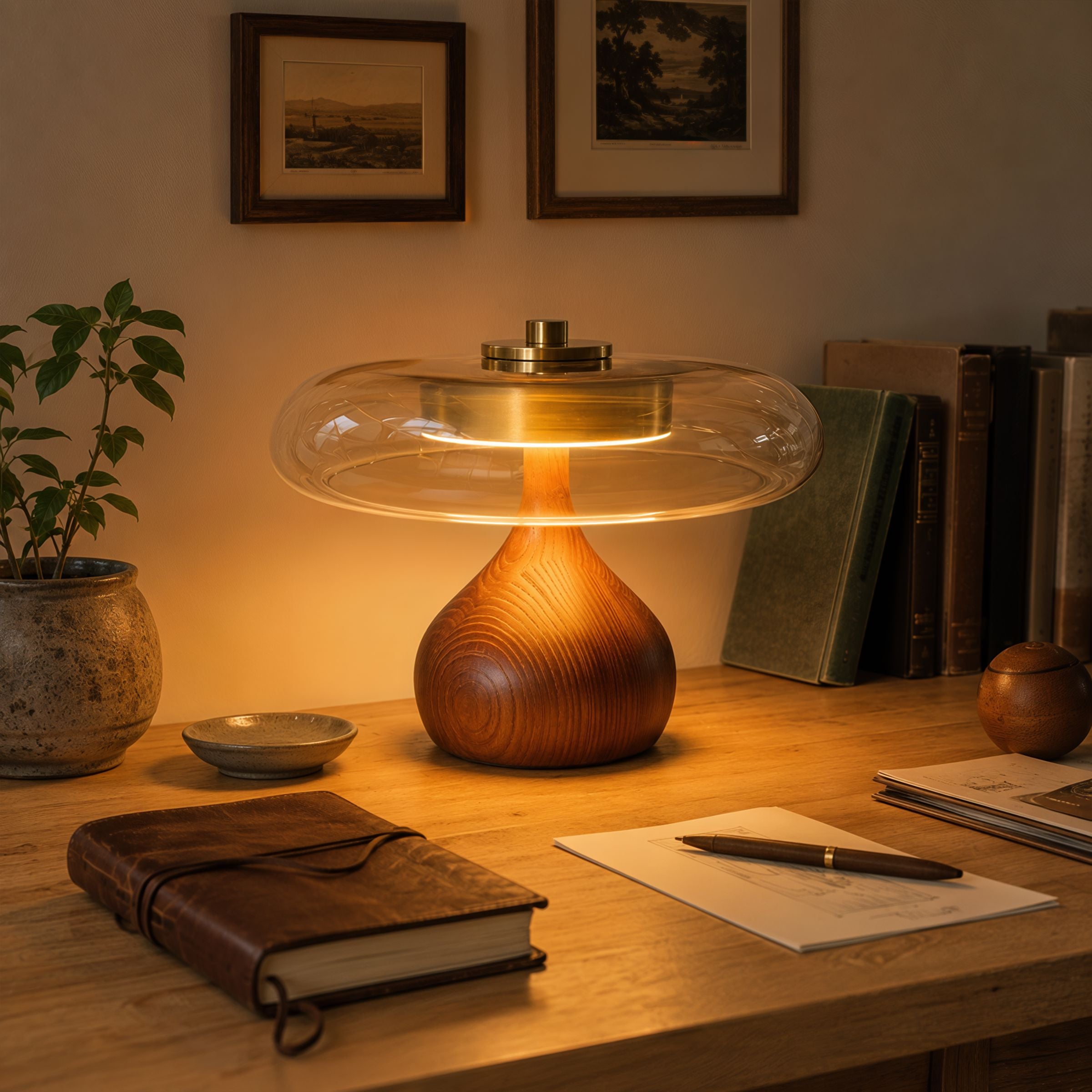 Ash Wood Glass Table Lamp Lightsin UK 