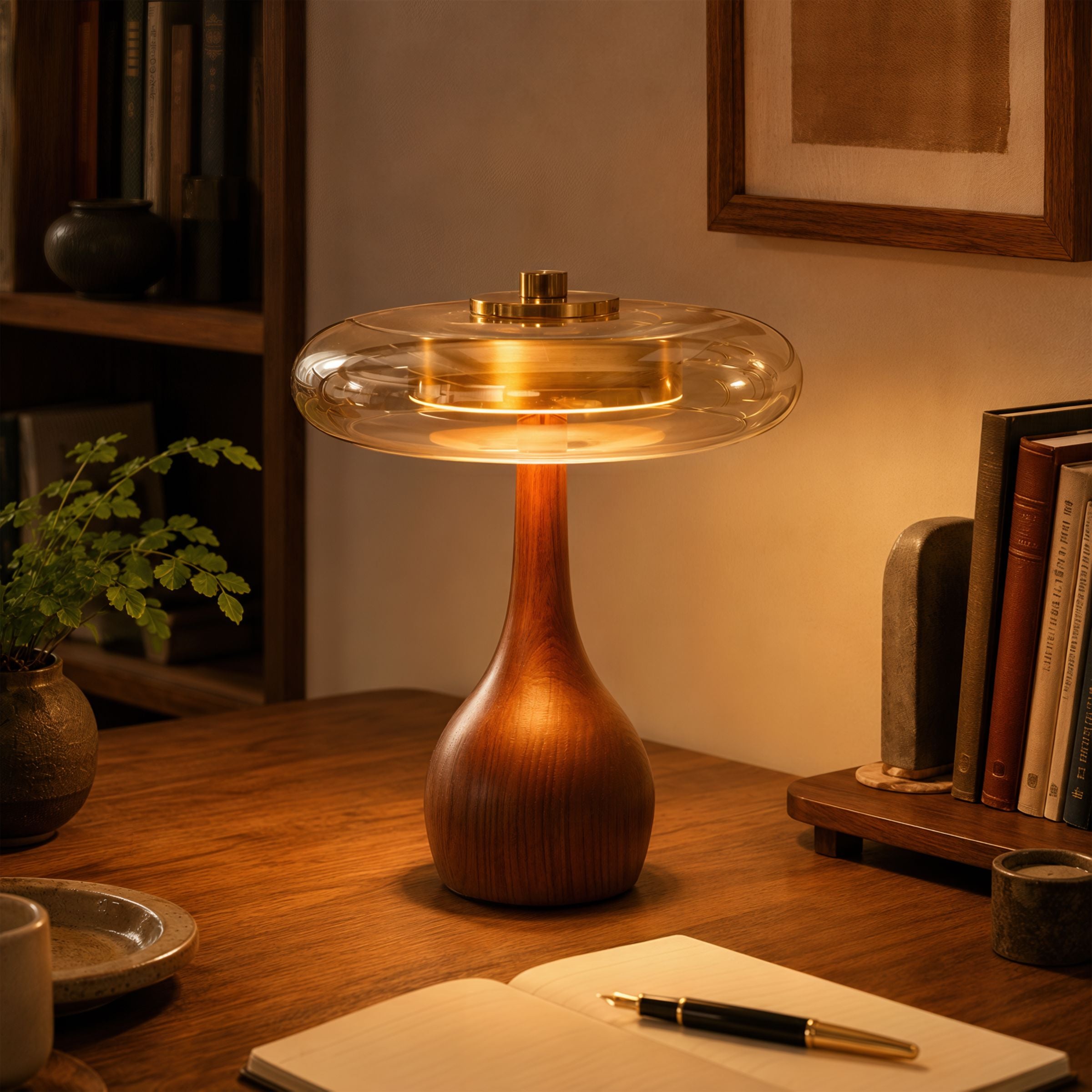 Ash Wood Glass Table Lamp Lightsin UK 