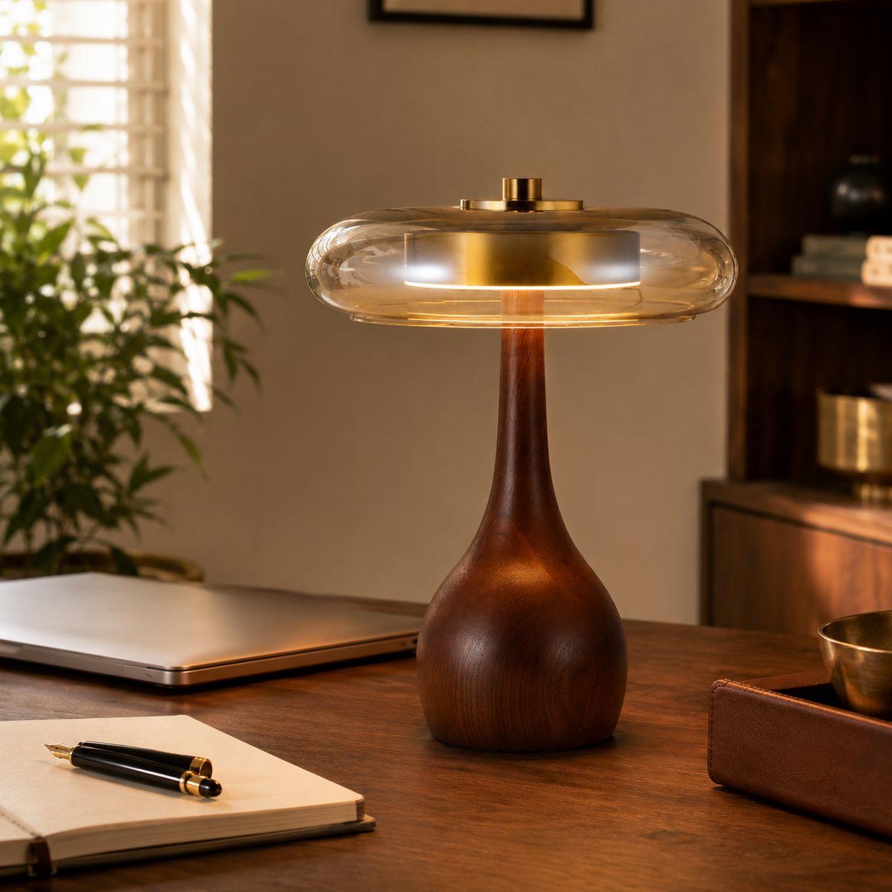 Ash Wood Glass Table Lamp Lightsin UK 