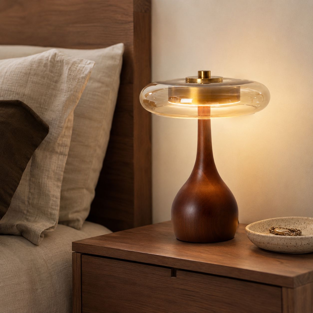 Ash Wood Glass Table Lamp Lightsin UK 