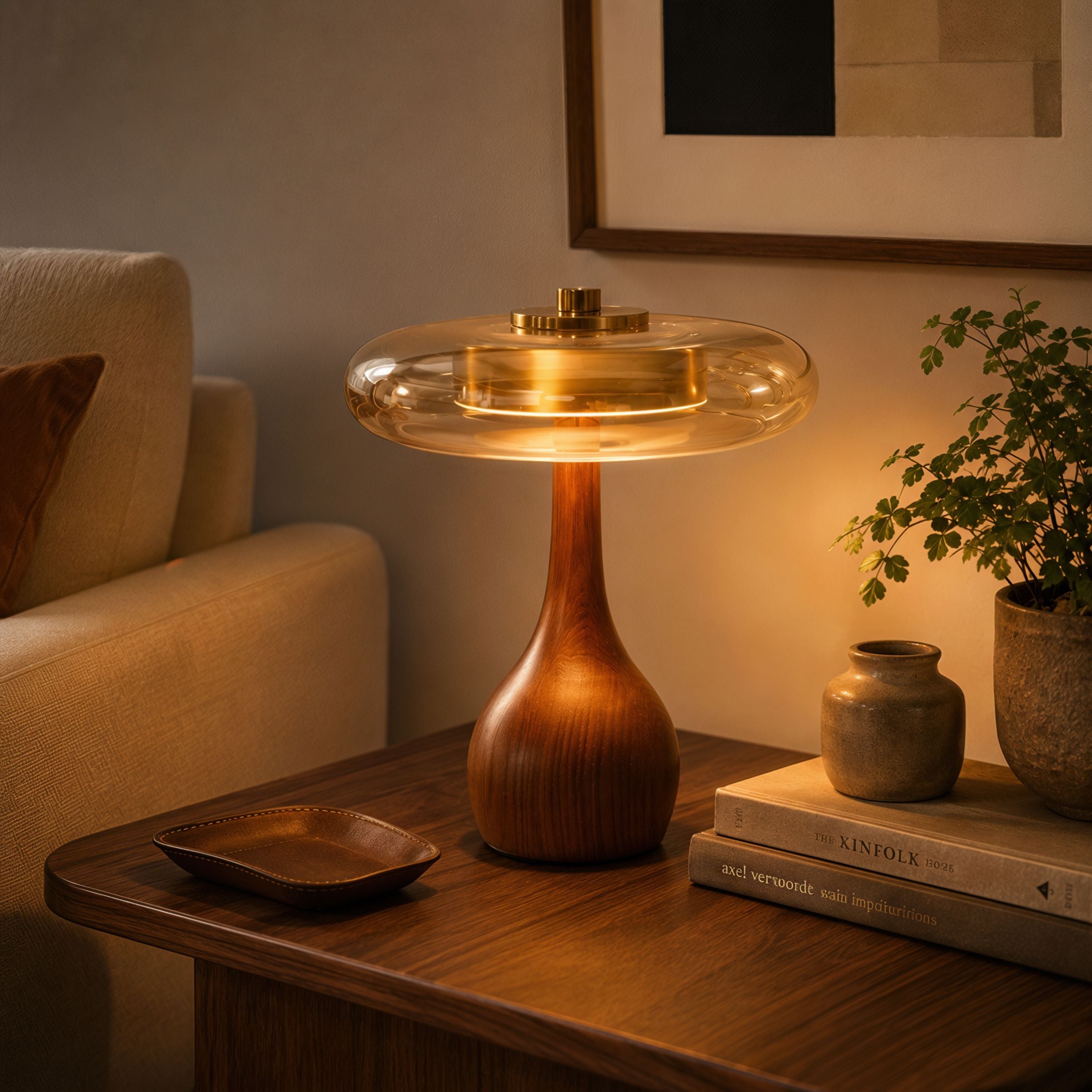 Ash Wood Glass Table Lamp Lightsin UK 
