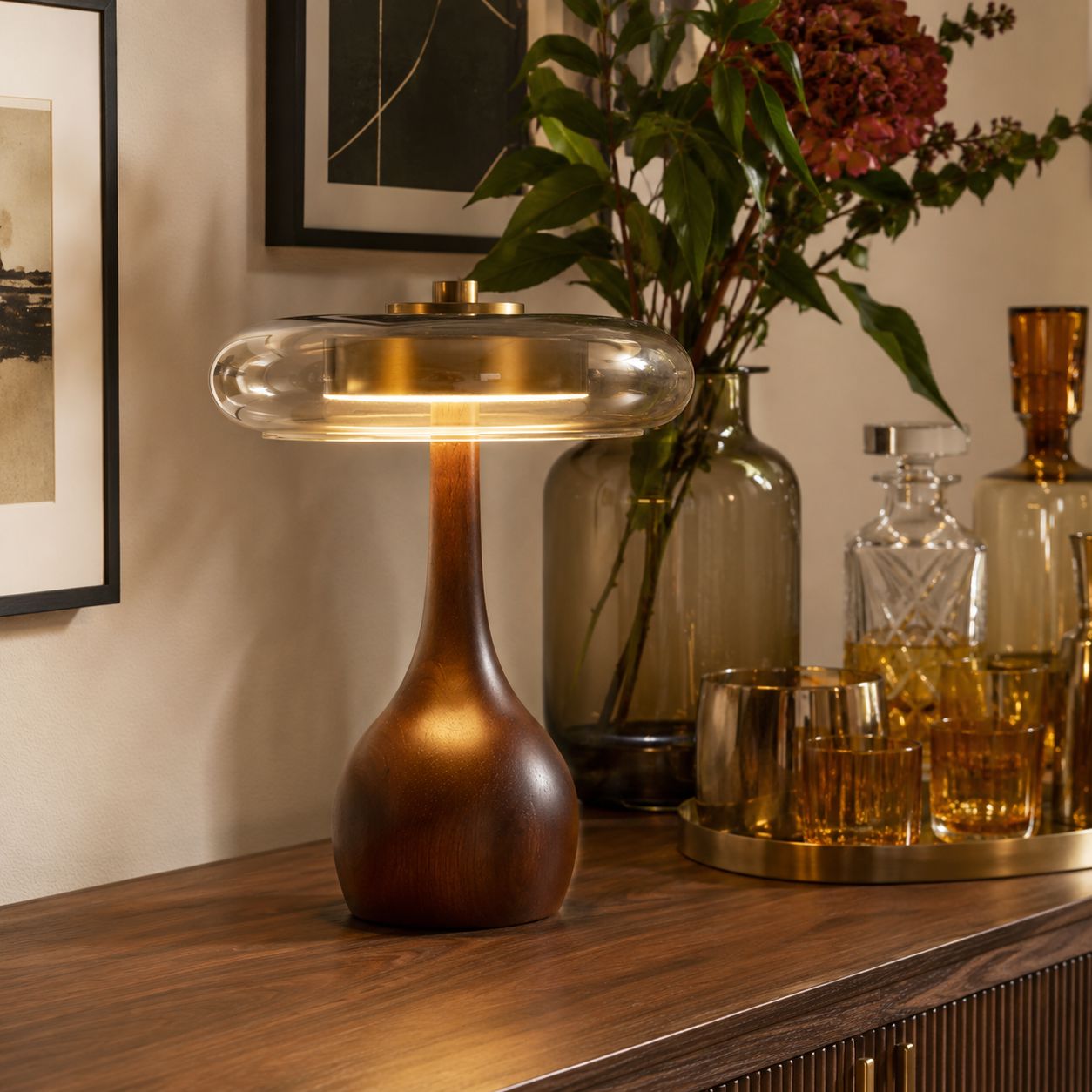Ash Wood Glass Table Lamp Lightsin UK 