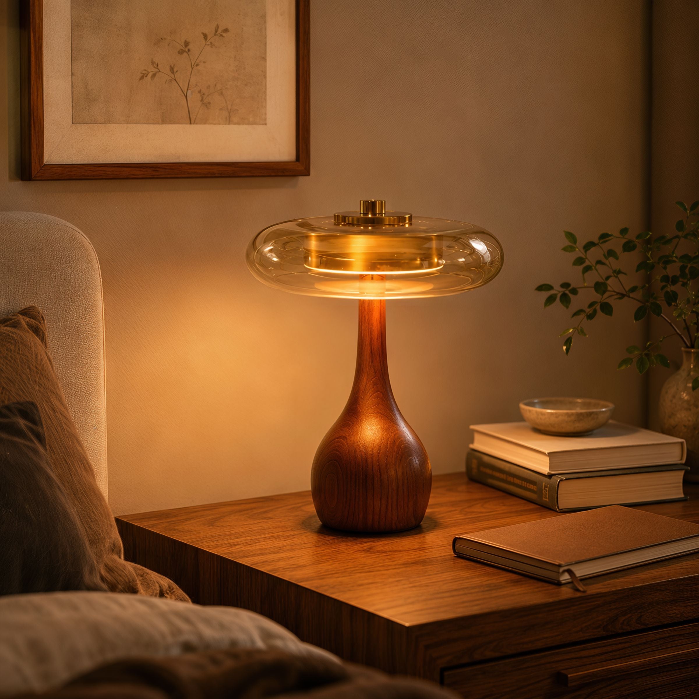 Ash Wood Glass Table Lamp Lightsin UK 