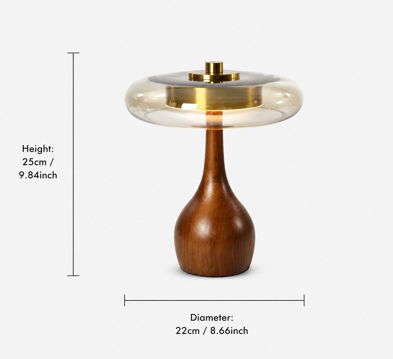 Ash Wood Glass Table Lamp Lightsin UK 