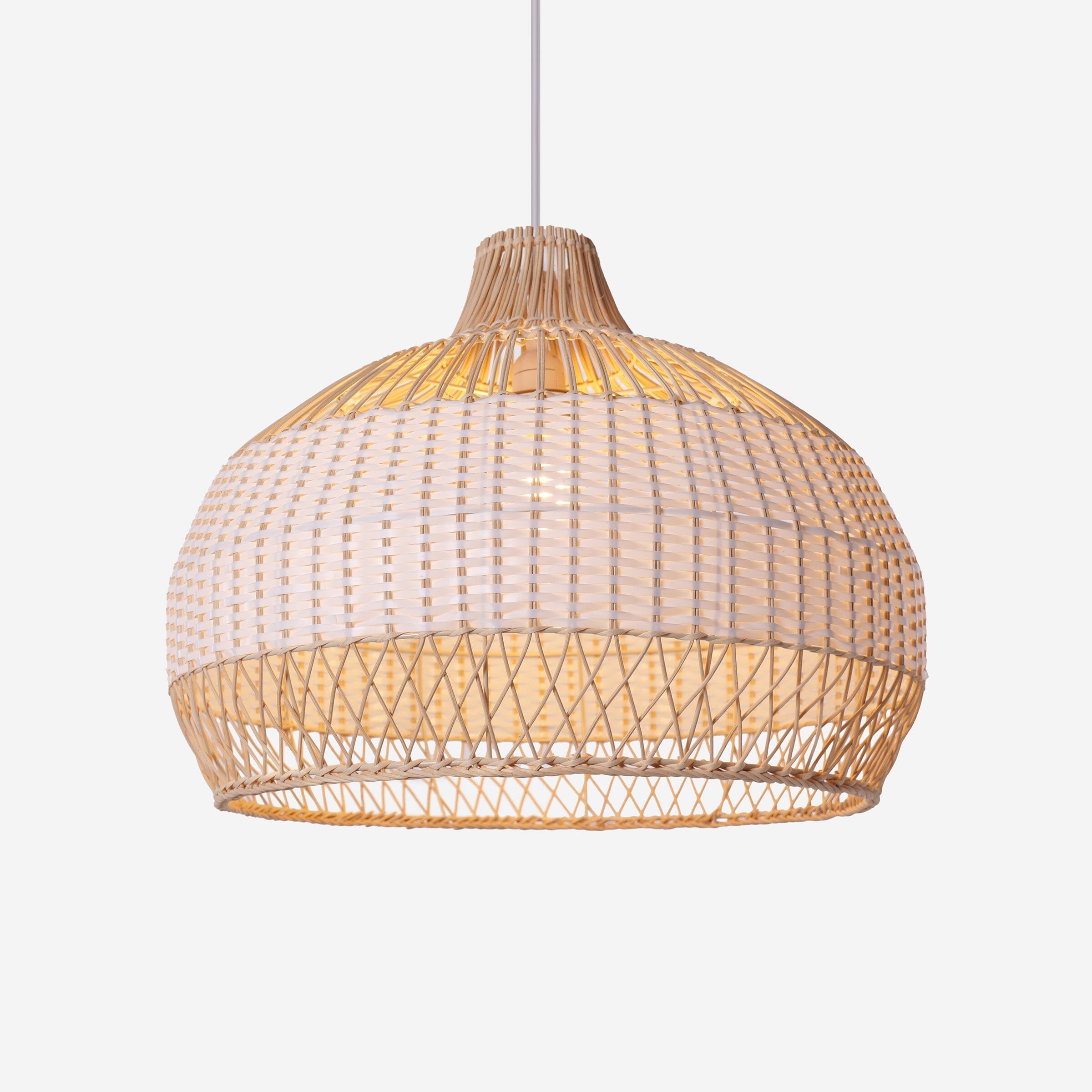 Dewlight-Handwoven Half White Rattan Pendant Light | Kitchen Island Pendant Lamp Lightsin UK 