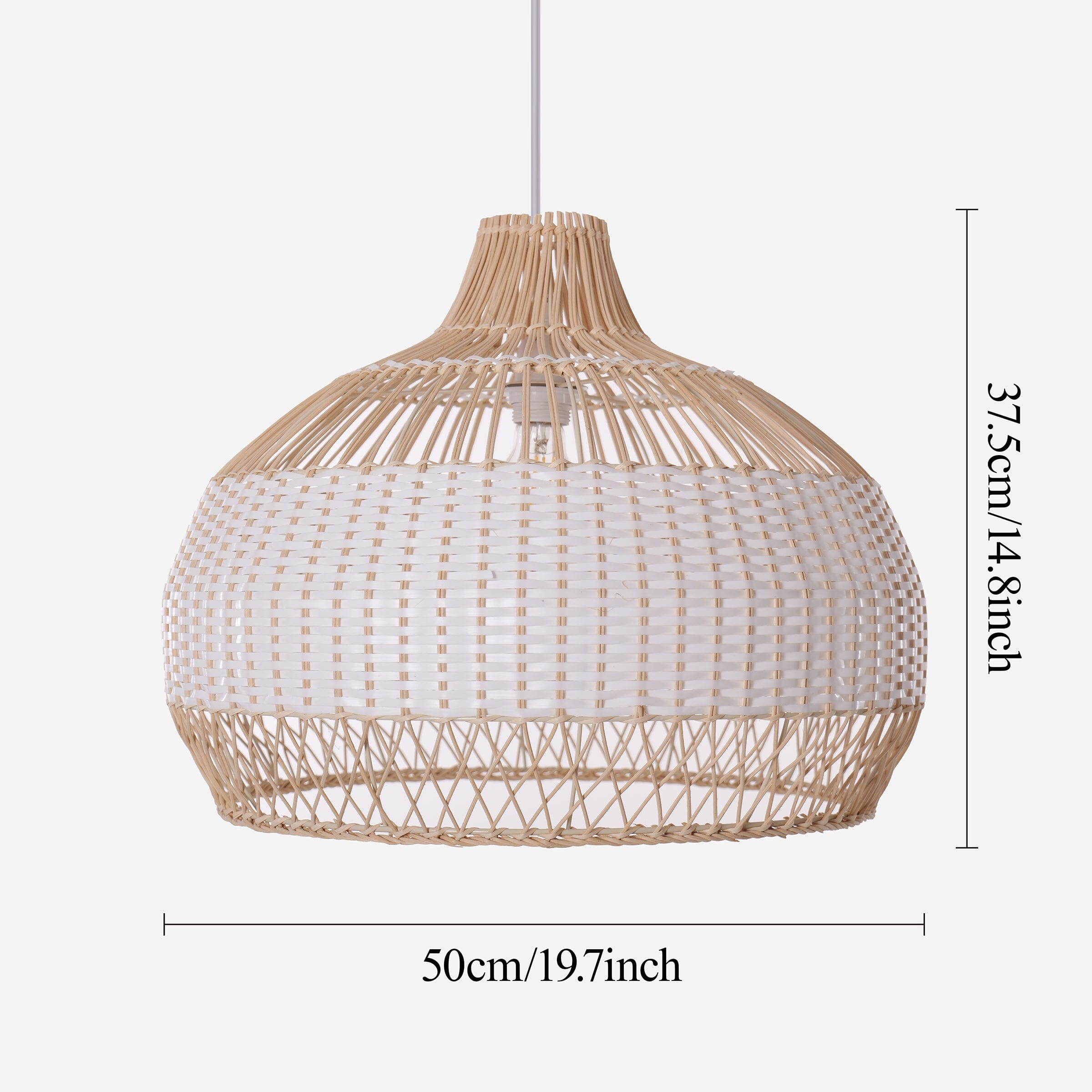 Dewlight-Handwoven Half White Rattan Pendant Light | Kitchen Island Pendant Lamp Lightsin UK 