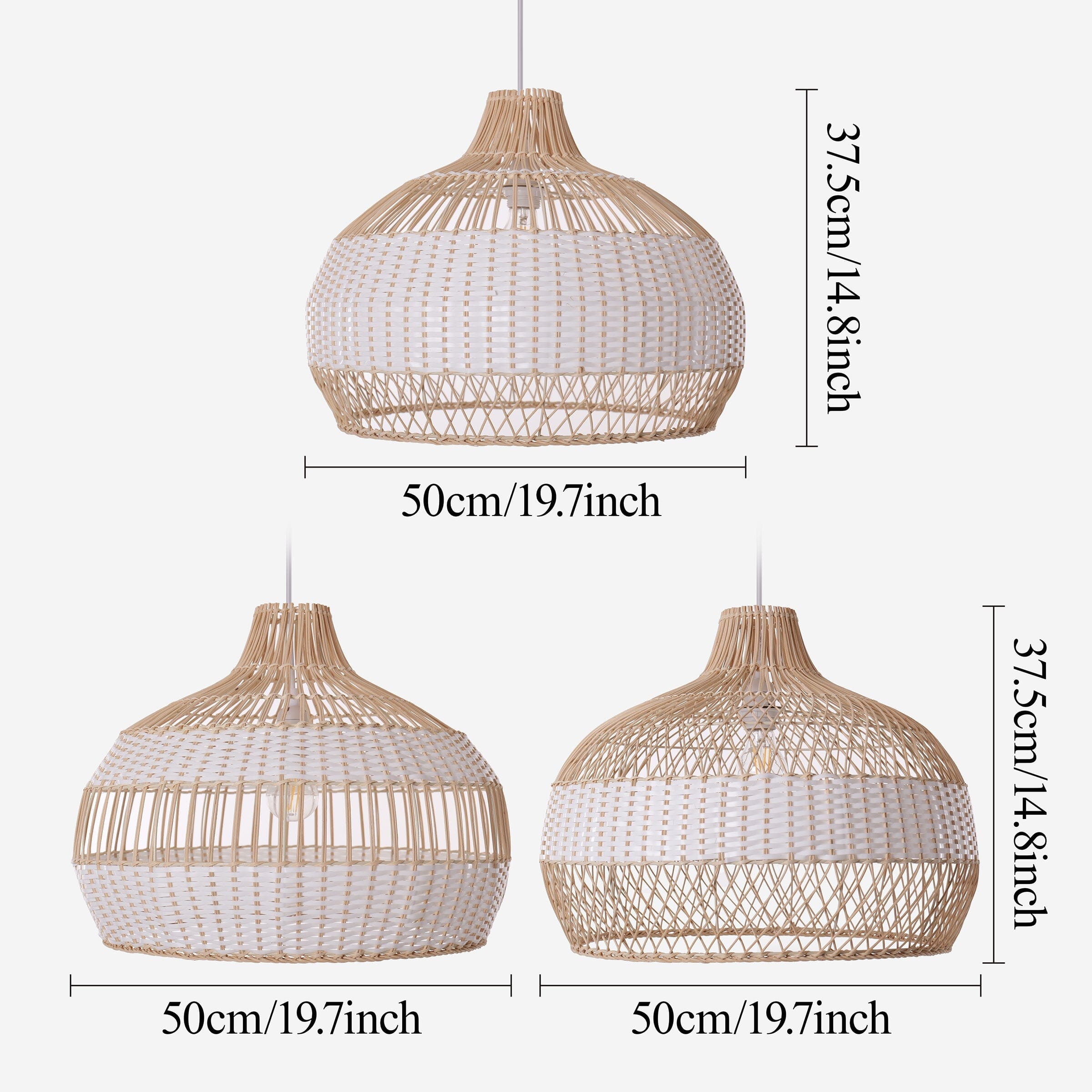 Dewlight-Handwoven Half White Rattan Pendant Light | Kitchen Island Pendant Lamp Lightsin UK 