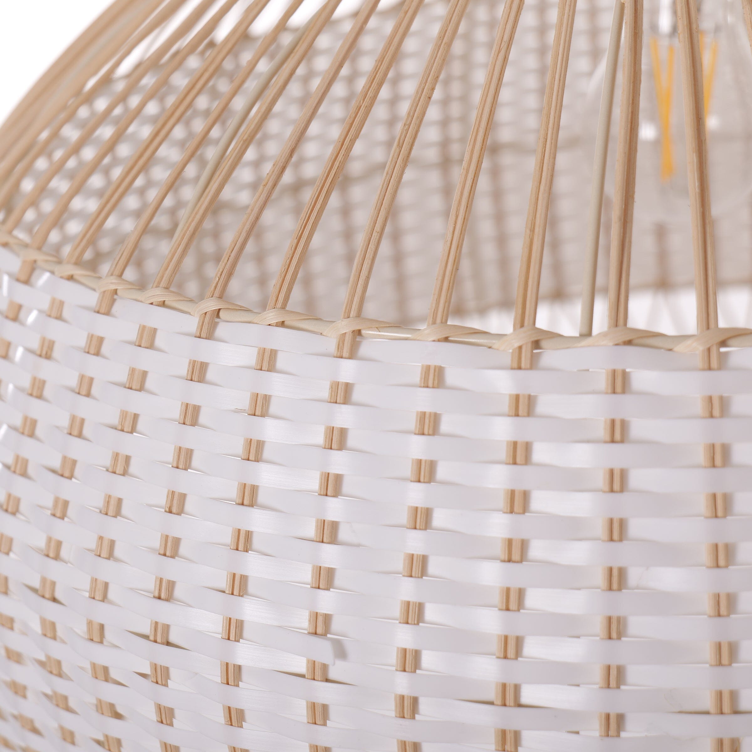Dewlight-Handwoven Half White Rattan Pendant Light | Kitchen Island Pendant Lamp Lightsin UK 