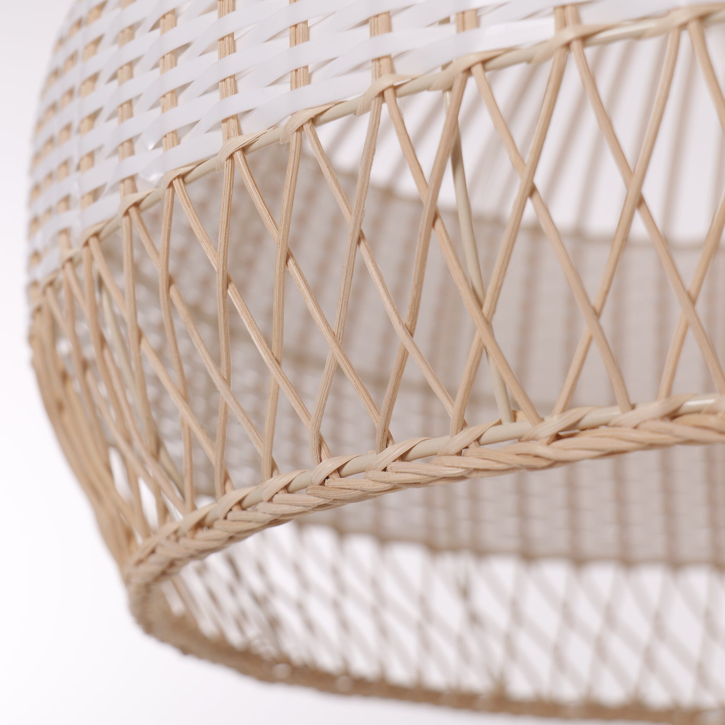 Dewlight-Handwoven Half White Rattan Pendant Light | Kitchen Island Pendant Lamp Lightsin UK 