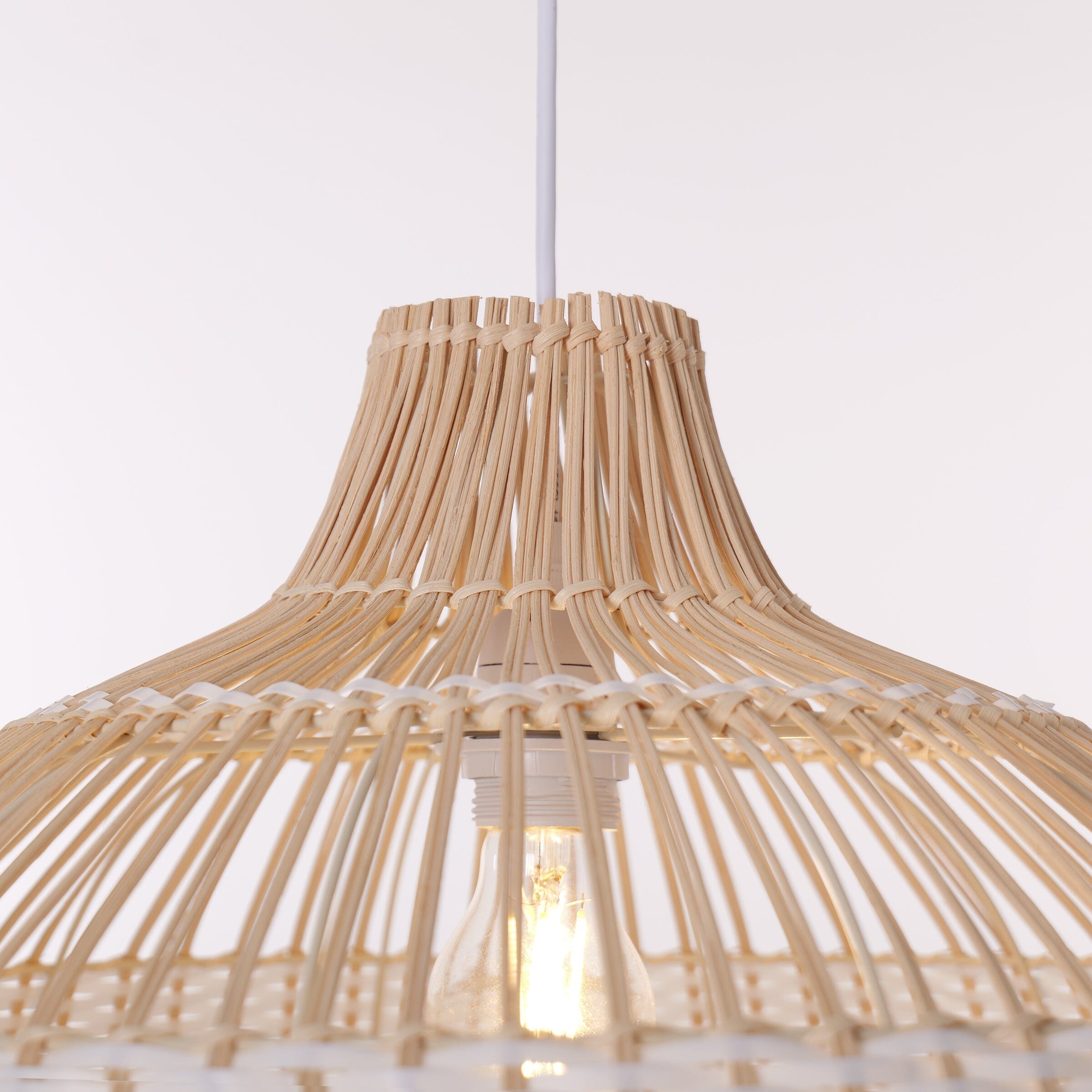 Dewlight-Handwoven Half White Rattan Pendant Light | Kitchen Island Pendant Lamp Lightsin UK 